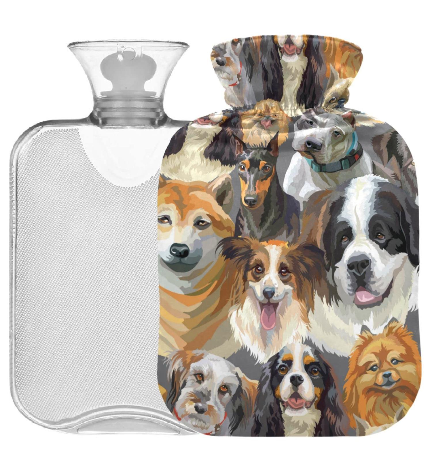 Oarencol Cute Dog Hot Water Bottle 2L | Colorful Animal Cover for Pain Relief & Cramps - Buy Online on GoSupps.com