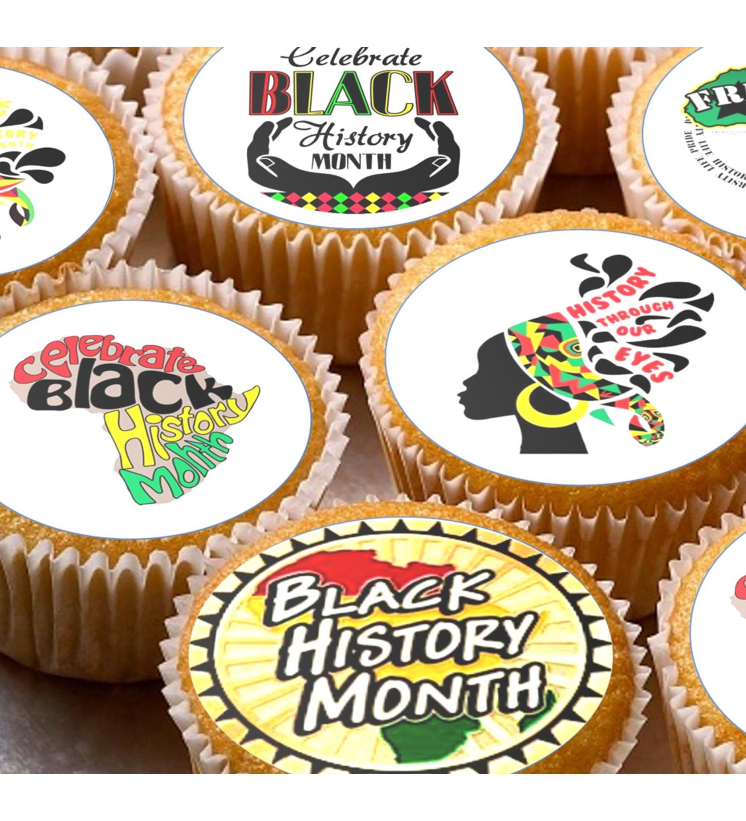 24 Black History Month edible Cupcake Cake Toppers Wafer Rice Paper precut decoration