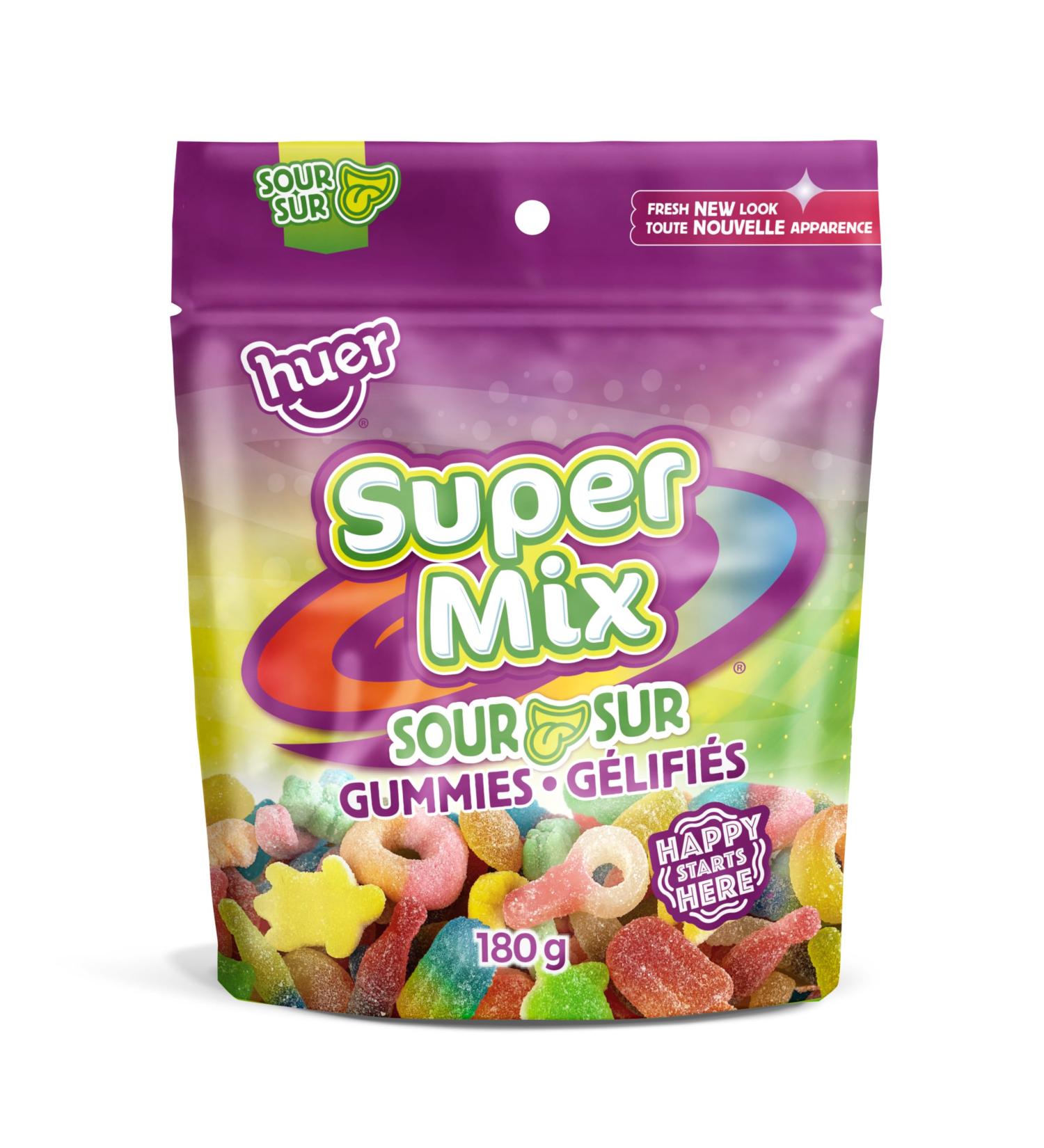 Huer - Super Mix Assorted Sour Flavored 3 Pack Soft and Chewy Gummy Candy Bundle 180g Bag (Pack of 3) Stocking Stuffers Christmas Gift Sour Gummy - Buy Online on GoSupps.com