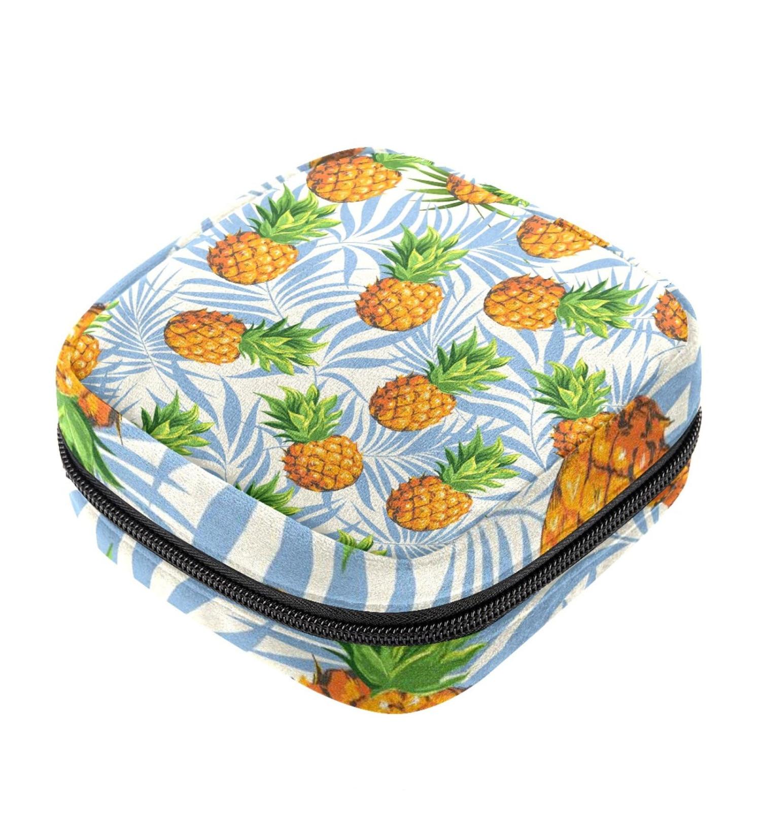 Pineapple Leaves Pattern Menstrual Pad Storage Bag - Portable Sanitary Pouch for Teen Girls and Women (Color 8) - Buy Online on GoSupps.com