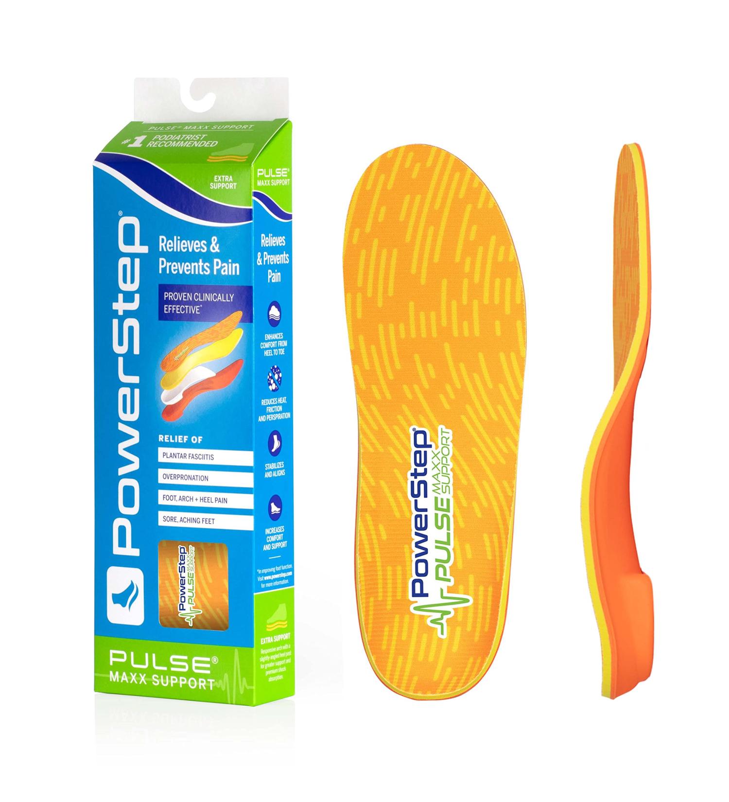Powerstep Pulse Maxx Running Insoles - Over-Pronation Corrective Orthotic Inserts for Plantar Fasciitis, Heel & Foot Pain Relief - Men's 9-9.5 / Women's 11-11.5 - Buy Online on GoSupps.com
