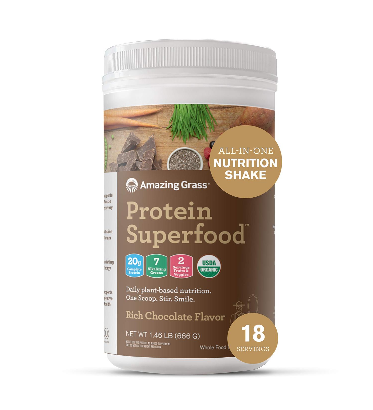 Buy Amazing Grass Protein Superfood Rich Chocolate 22.9 oz | Plant-Based Nutrition Online - Buy Online on GoSupps.com