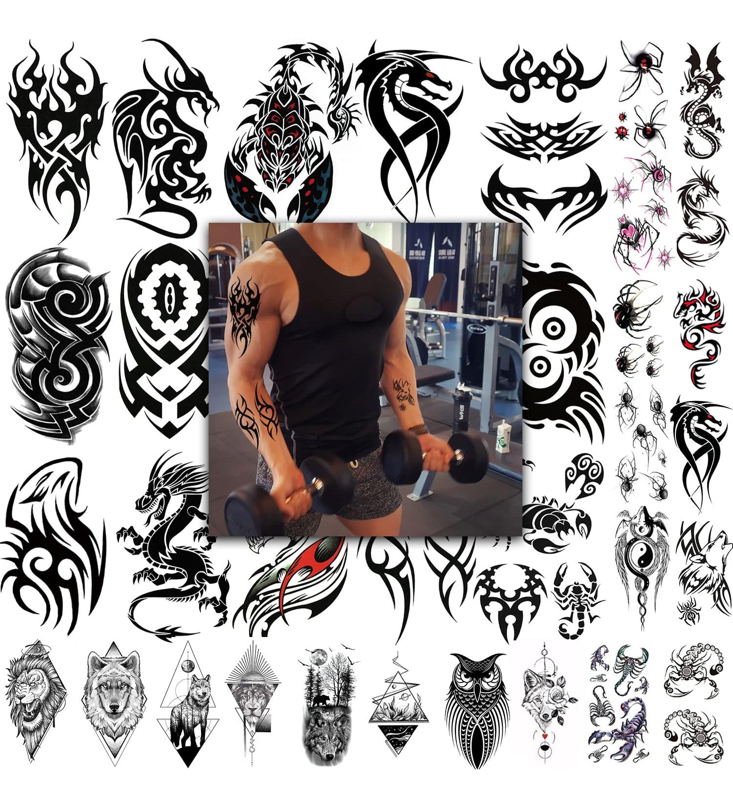 35 Long Lasting Tribal Totem Temporary Tattoos for Men and Women - Dragon, Scorpion, Large Fake Tattoo Stickers - Buy Online on GoSupps.com