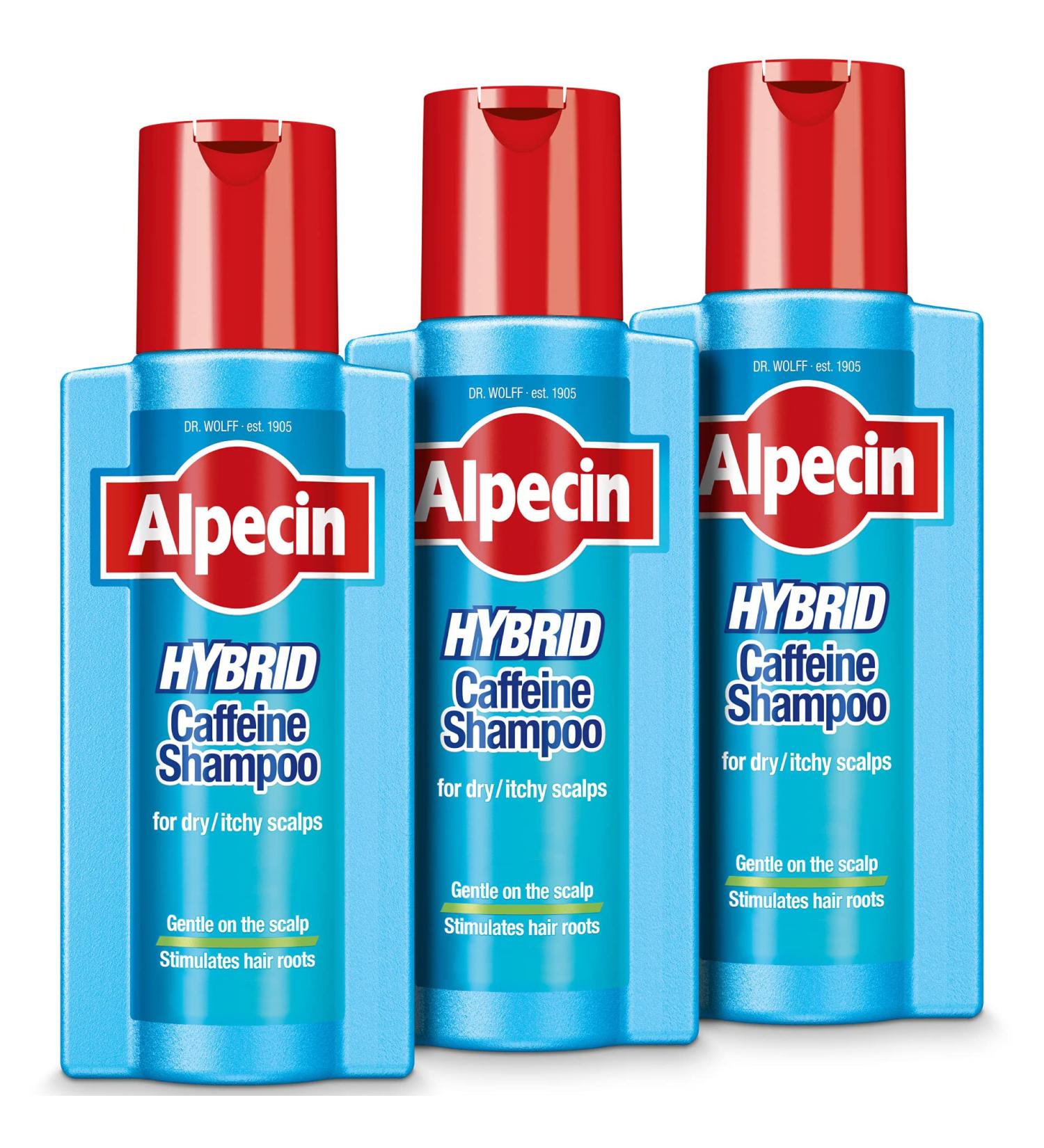 Alpecin Hybrid Shampoo 3x 250ml | Natural Hair Growth for Men | Sensitive & Dry Scalp Energizer | Made in Germany - Buy Online on GoSupps.com