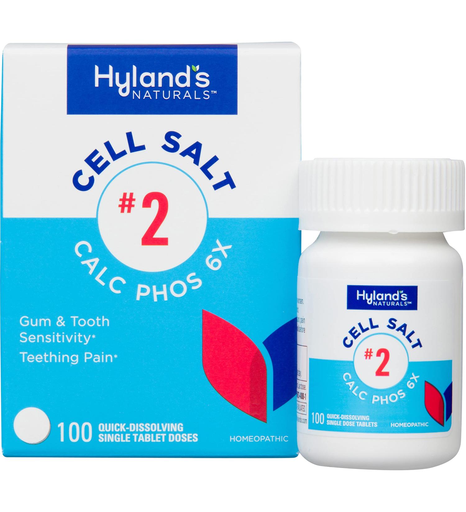 Hyland's Cell Salt No. 2 Calc Phos 6X Tablets - Natural Relief for Oral Discomfort & Sore Throat Quick Dissolving 100 Count - Best Homeopathic Solution - Buy Online on GoSupps.com