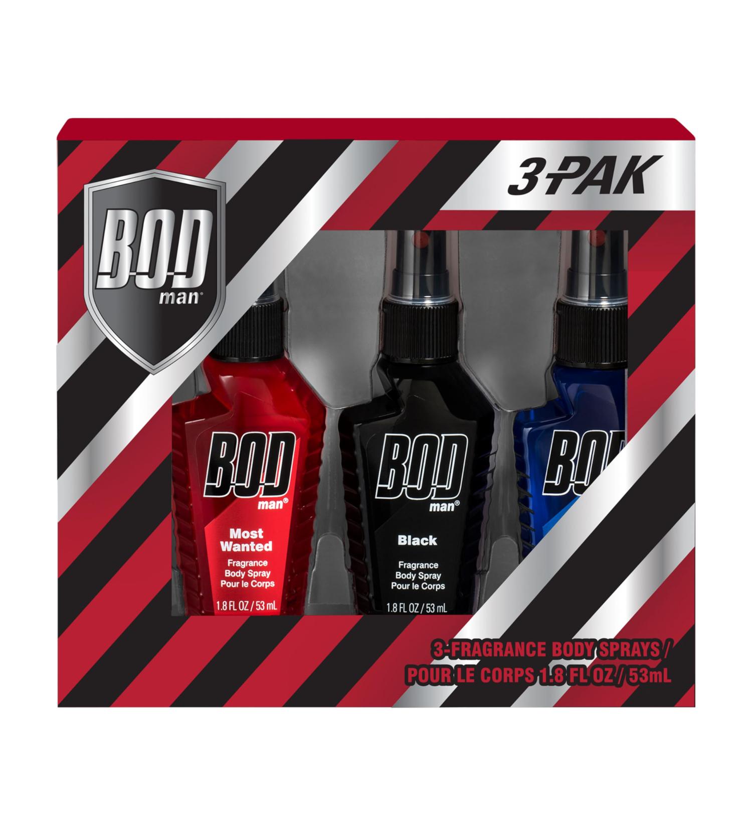 BOD man Body Spray Holidiay Gift Set for Him - (Black Really Ripped Abs Most Wanted) 1.8 Fl Oz (Pack of 3) - Buy Online on GoSupps.com