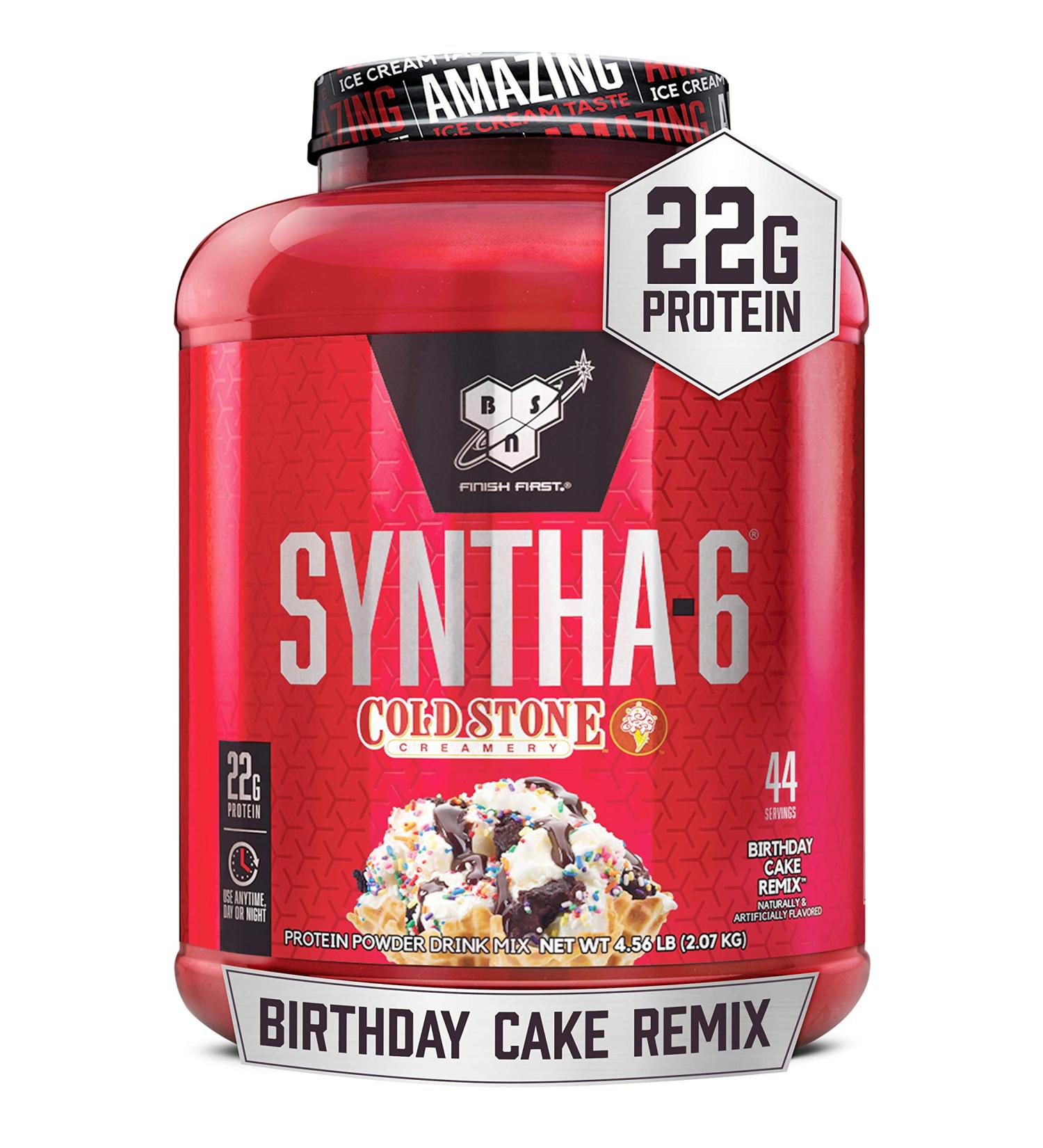 BSN Syntha-6 Cold Stone Birthday Cake Remix Protein Powder 4.56 lb (2.07 kg) - Delicious & Nutrient-Rich - Buy Online on GoSupps.com