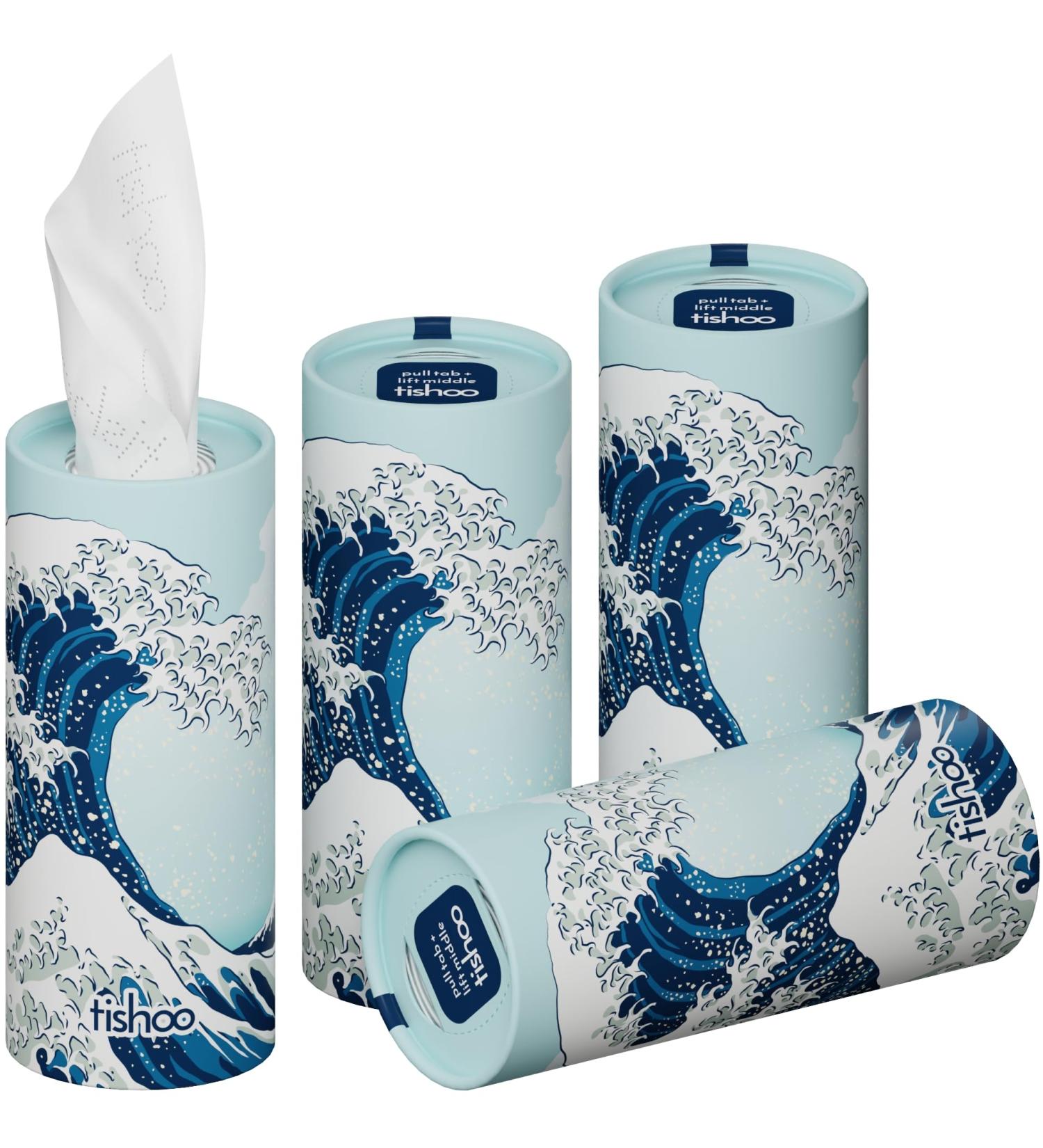 TiShoo Extra Soft 4-Latz Handkerchiefs with Moisturizer | Eco-Friendly Car & Travel Cup Holder Accessory | 16 Plastic-Free Tubes | Blue/Wave - 1 Pack - Buy Online on GoSupps.com