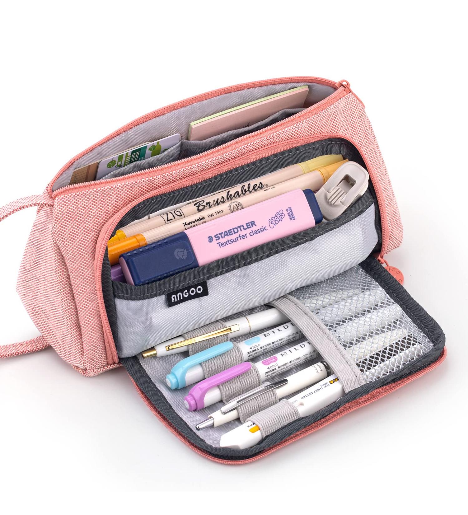 EASTHILL Large Capacity Pencil Case Multi-slot Pen Bag Pouch Holder For Middle High School Office College Girl Adult Simple Storage Case Pink - Buy Online on GoSupps.com