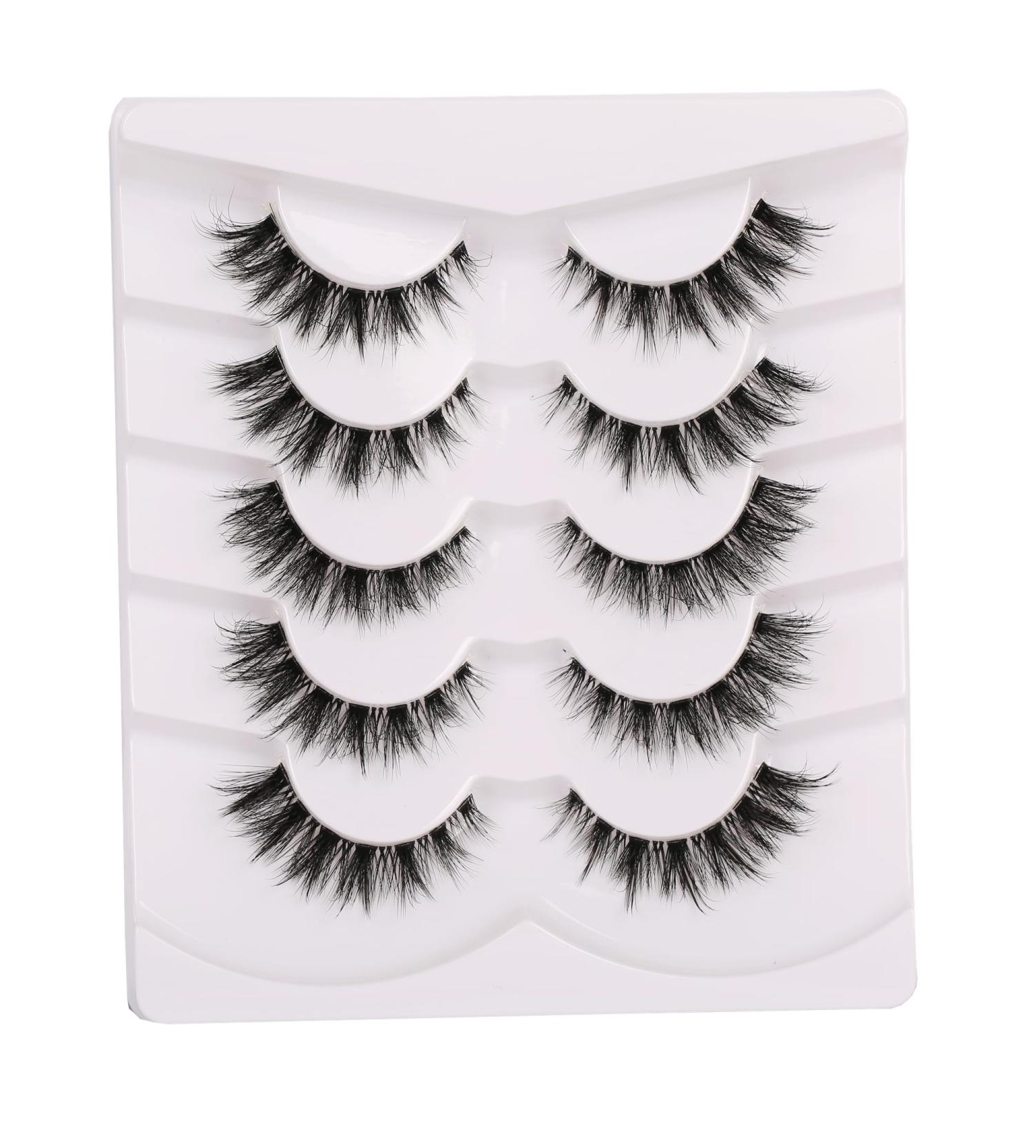 Gmagictobo 3D Faux Mink False Eyelashes - Natural Cat Eye Clear Band Lashes Fluffy & Wispy Volume 5 Pairs Multipack (6-13MM) - Enhance Your Look - Buy Online on GoSupps.com