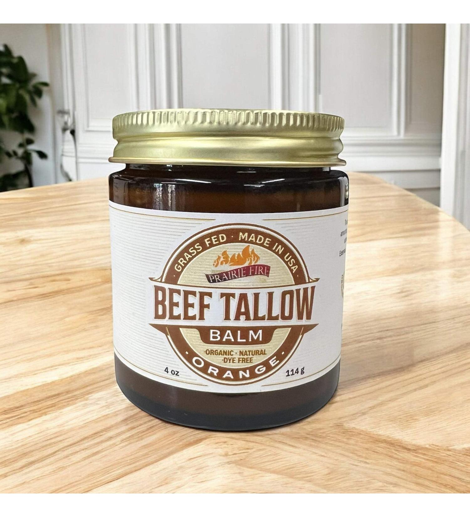 Grass Fed Beef Tallow Balm - 4 oz - Made in USA - Organic Grass Fed and Finished Tallow - Moisturizing Skin Care Orange - Buy Online on GoSupps.com