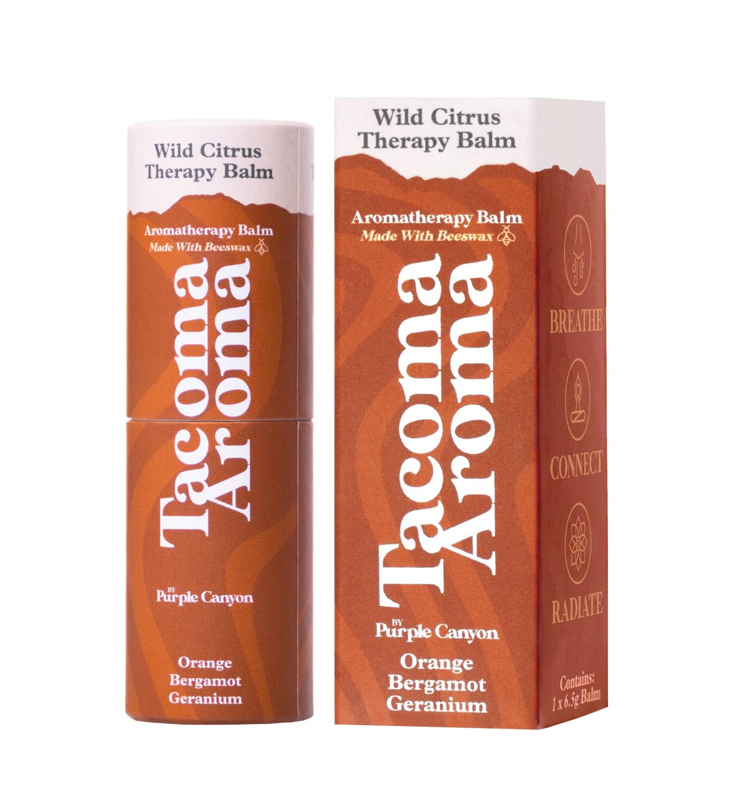 PURPLE CANYON Essential Oil Balm Stick - Wild Citrus Aromatherapy | Natural Mood Boosting Balm with Orange Bergamot & Geranium | 6.5g - Buy Online on GoSupps.com