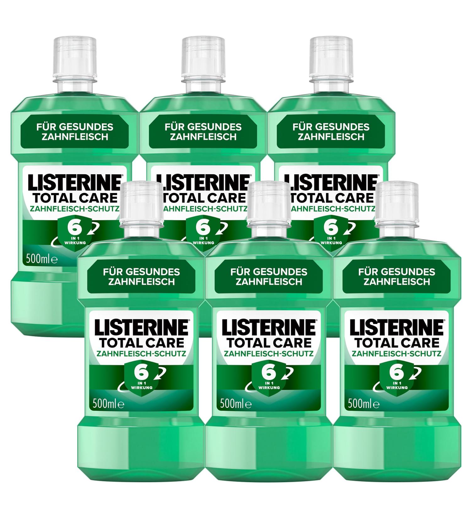 Shop Listerine Total Care Gear Protection 6 x 500ml Antibacterial Mouthwash | 6-in-1 Gum Health & Fresh Breath | International Shipping Available - Buy Online on GoSupps.com