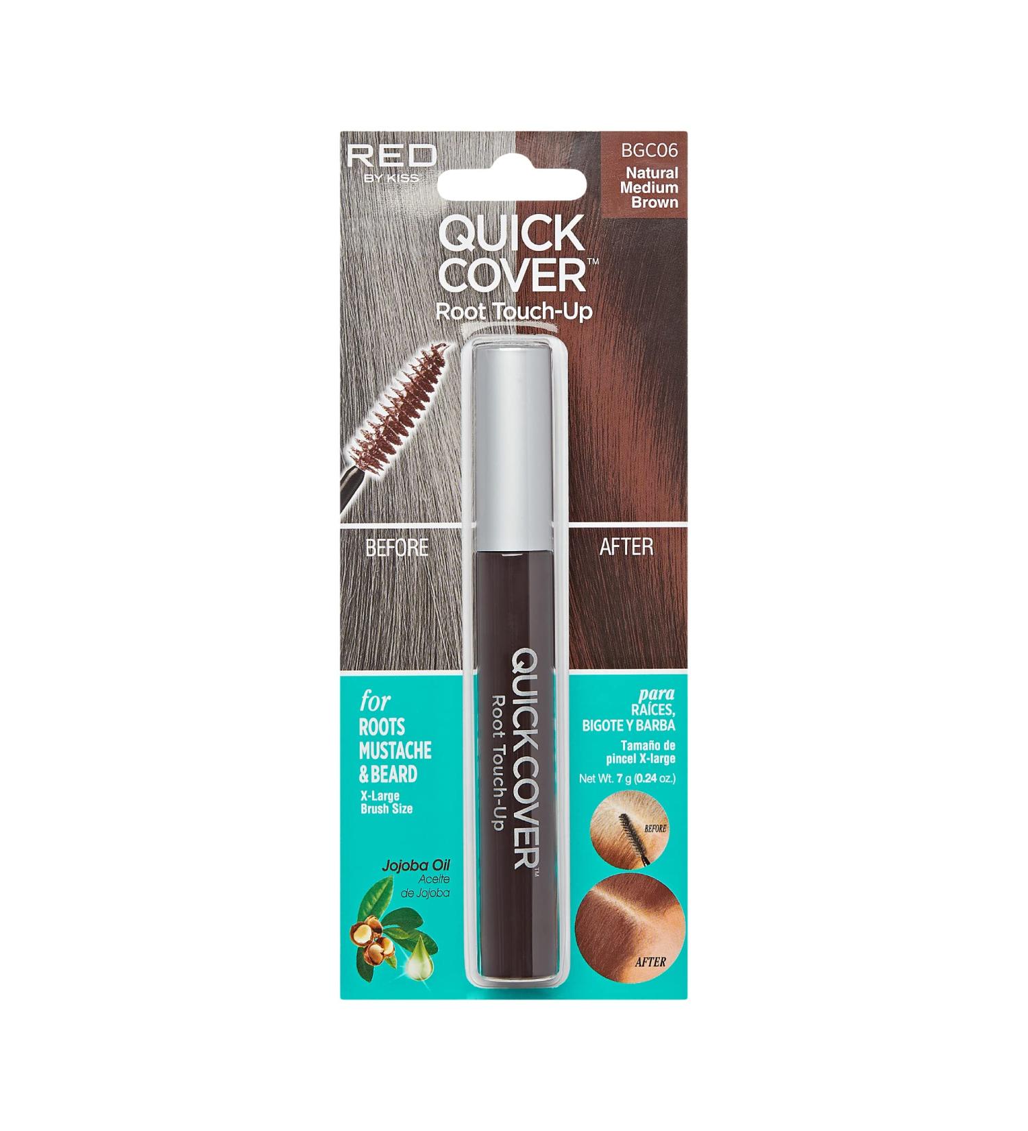 RED by Kiss Quick Cover Mascara | Water-Resistant Gray Concealer Brush for Hair & Beard - Natural Medium Brown | International Shipping Available - Buy Online on GoSupps.com