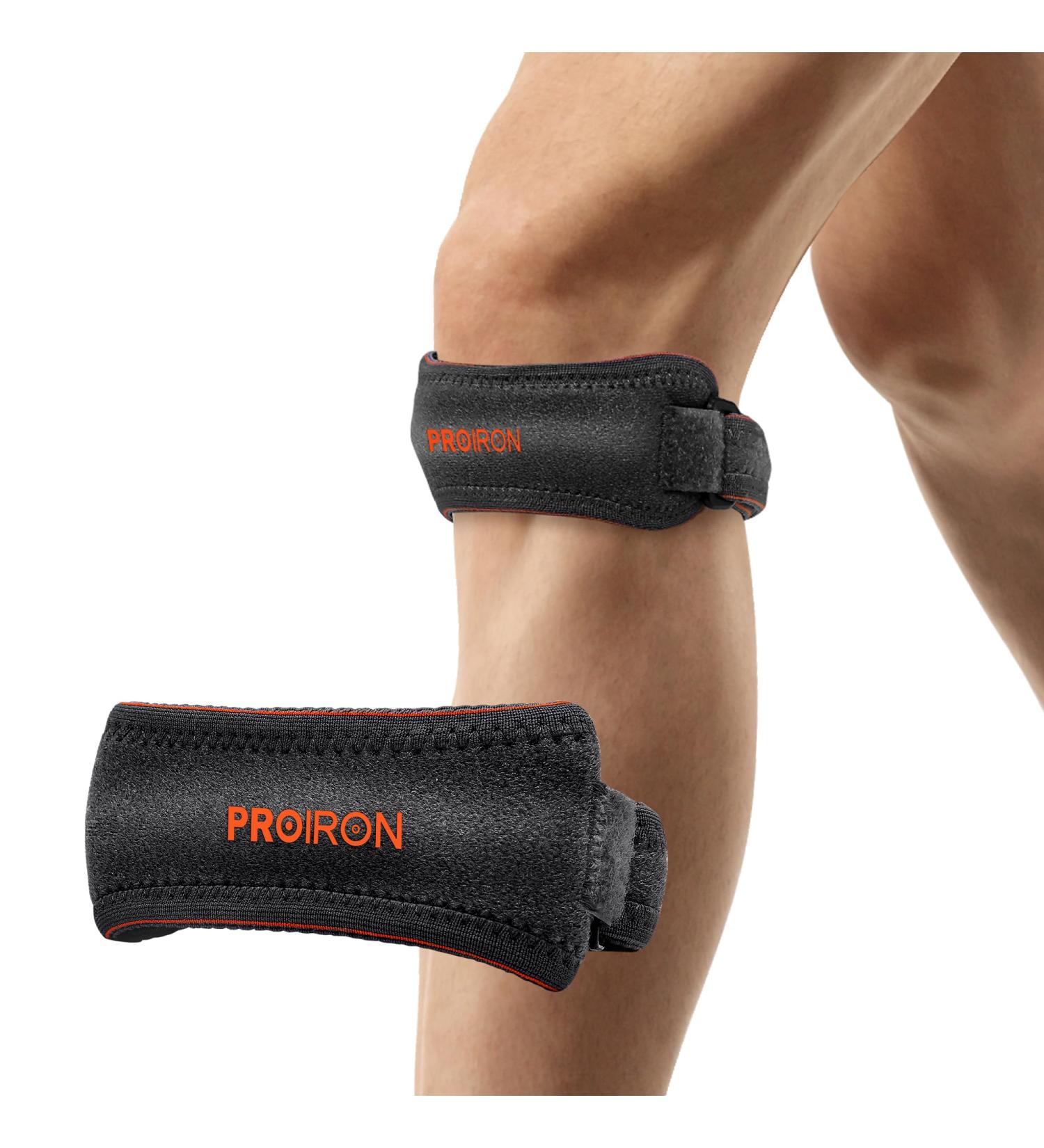Proiron Knee Strap - Adjustable Patella Tendon Bandage for Men & Women | Black & Orange Knee Support for Sports - Buy Online on GoSupps.com