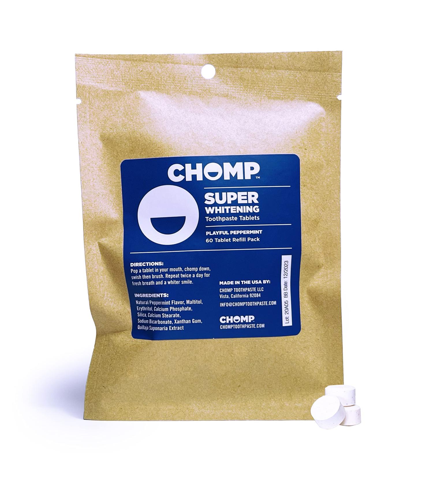 Chomp Peppermint Toothpaste Tablets Refill - Single Pack | Eco-Friendly & Travel-Friendly - Buy Online on GoSupps.com