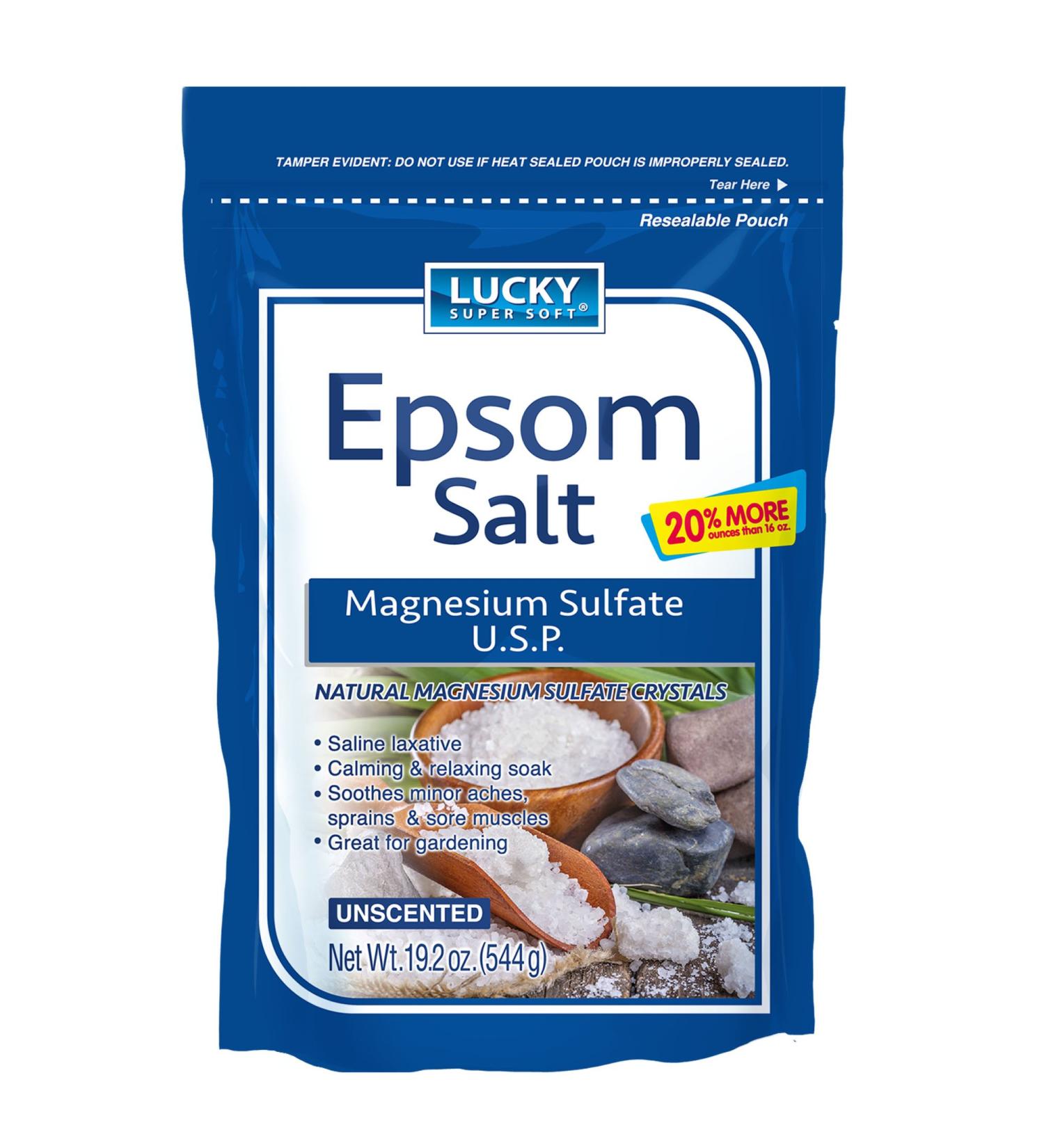 Lucky Super Soft Magnesium Sulfate U.S.P. Epsom Salt  19.2 Ounce 1.2 Pound (Pack of 1)