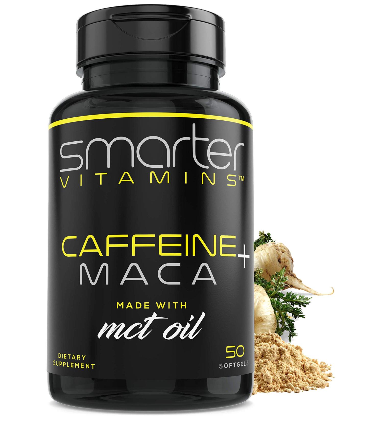 Smarter Energy Pills - 200mg Caffeine & Coconut MCT Oil with Maca Root | Boost Stamina & Mood - 50 Liquid Softgels - Buy Online on GoSupps.com
