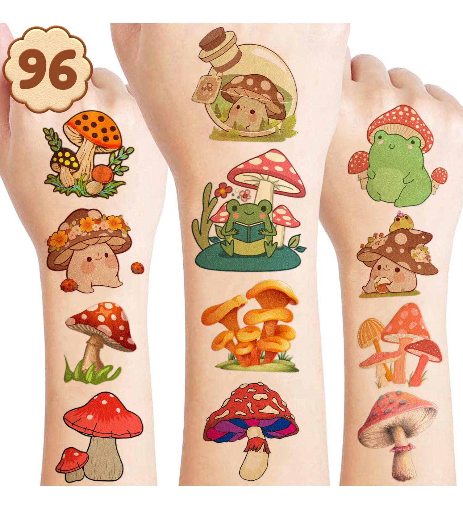 Mushroom Temporary Tattoos Sticker for Kids - 96Pcs Birthday Party Decorations & Gifts - Buy Online on GoSupps.com