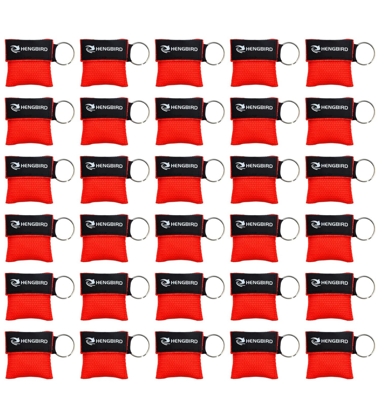 Hengbird CPR Face Shield Key Rings Emergency Ventilation Masks for Adults & Children | 30 Red First Aid Pocket Masks | AED Training - Buy Online on GoSupps.com