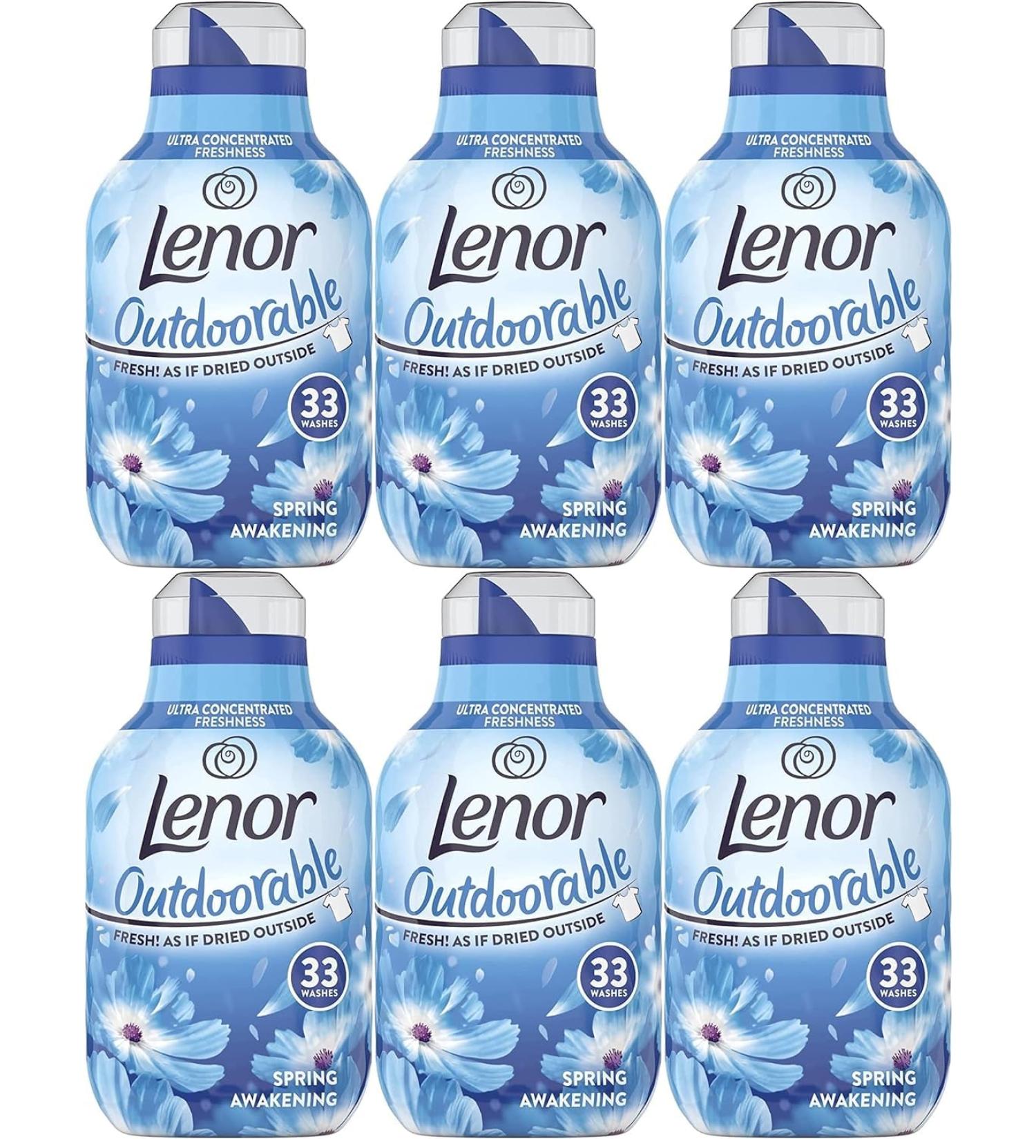 Lenor Outdoorable Fabric Conditioner Ultra Concentrated Freshness 33Washes Spring Awakening Scent 6Pk 6 x 462ml