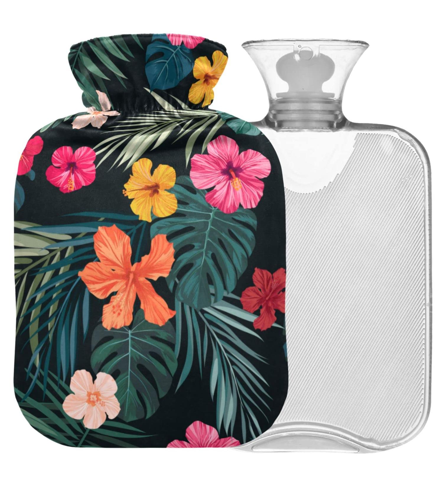 NAANLE Retro Hawaiian Flower Hot Water Bottle | 1L Heat Therapy for Back Pain Relief & Hand/Foot Warmer | Hot & Cold Therapy - Buy Online on GoSupps.com