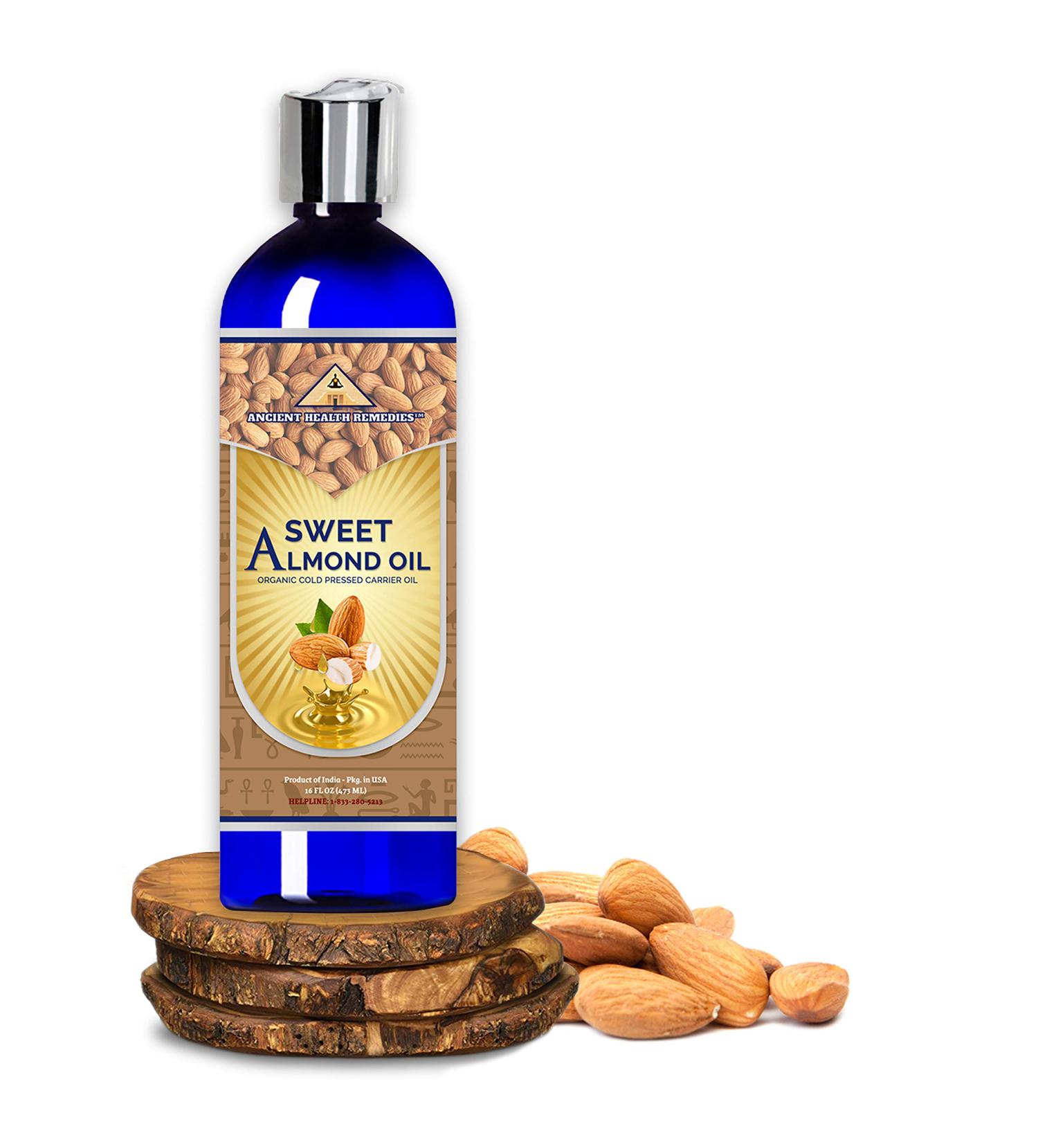 All-Natural Cold Pressed Sweet Almond Carrier Oil - Bulk Wholesale for Skin & Hair Care | Ancient Health Remedies (1 oz - Buy Online on GoSupps.com