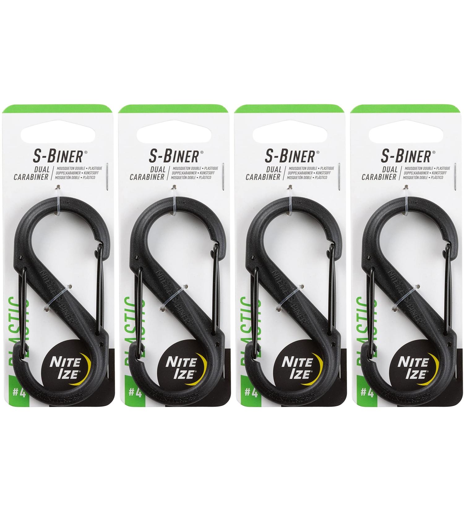 Nite Ize S-Biner Plastic No.4 Carabiner 4-Pack - Tactical Black Dual-Gated - Buy Online on GoSupps.com