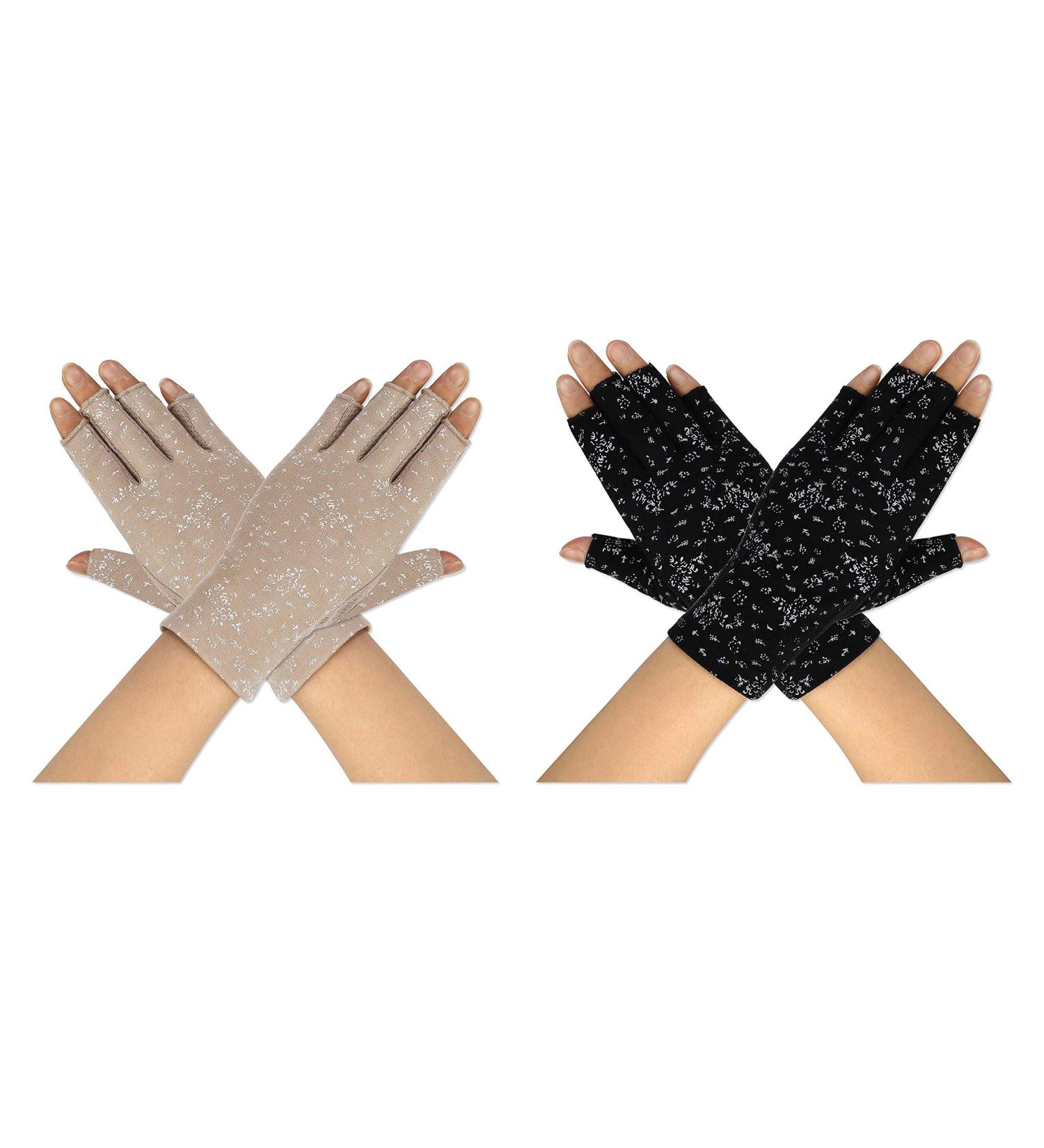Maoxintek Women's UV Protection Fingerless Drive Gloves - Summer Cycling & Fishing - Non-Slip Lightweight (2 Pairs - Black & Khaki) - Buy Online on GoSupps.com