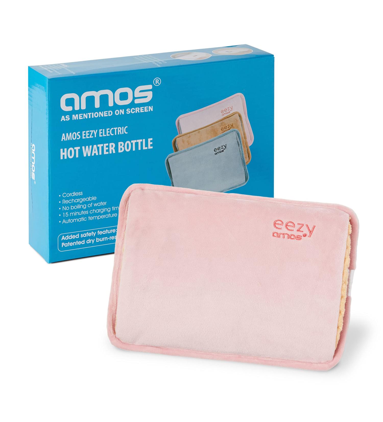 AMOS Eezy Rechargeable Electric Hot Water Bottle Bed Warmer | Pain Relief Pink - Buy Online on GoSupps.com