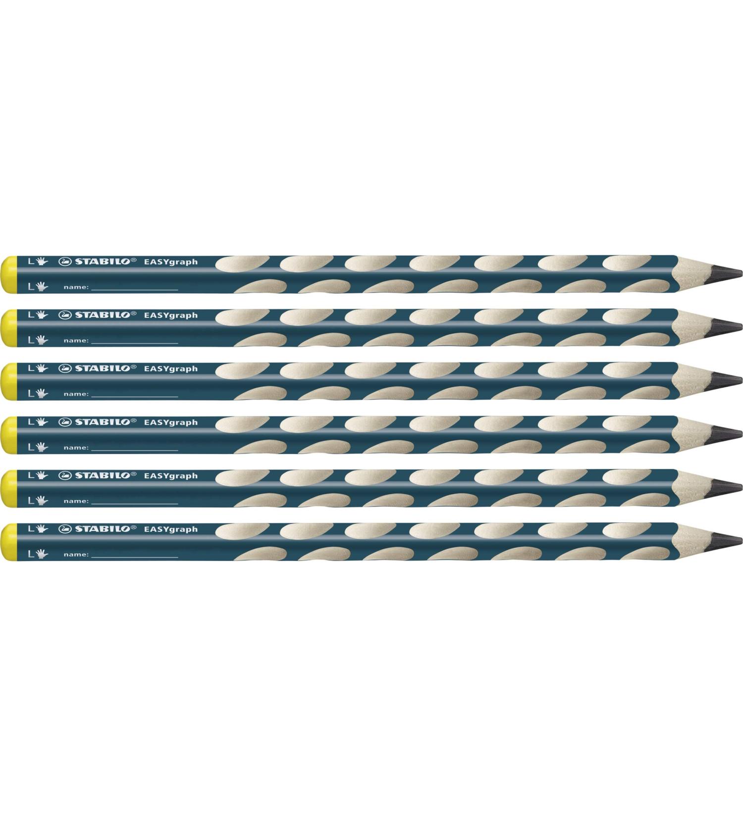 STABILO EASYgraph Ergonomic Triangular Pencil for Left-Handers - Petrol - Pack of 6 - HB Graphite Grey - Buy Online on GoSupps.com