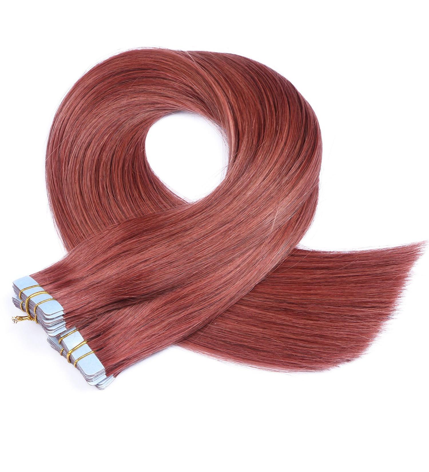 Buy #14 Red Tape-In Hair Extensions | 40cm 100% Remy Real Hair | 60 Tresses - Novon Hair Extensions - Buy Online on GoSupps.com