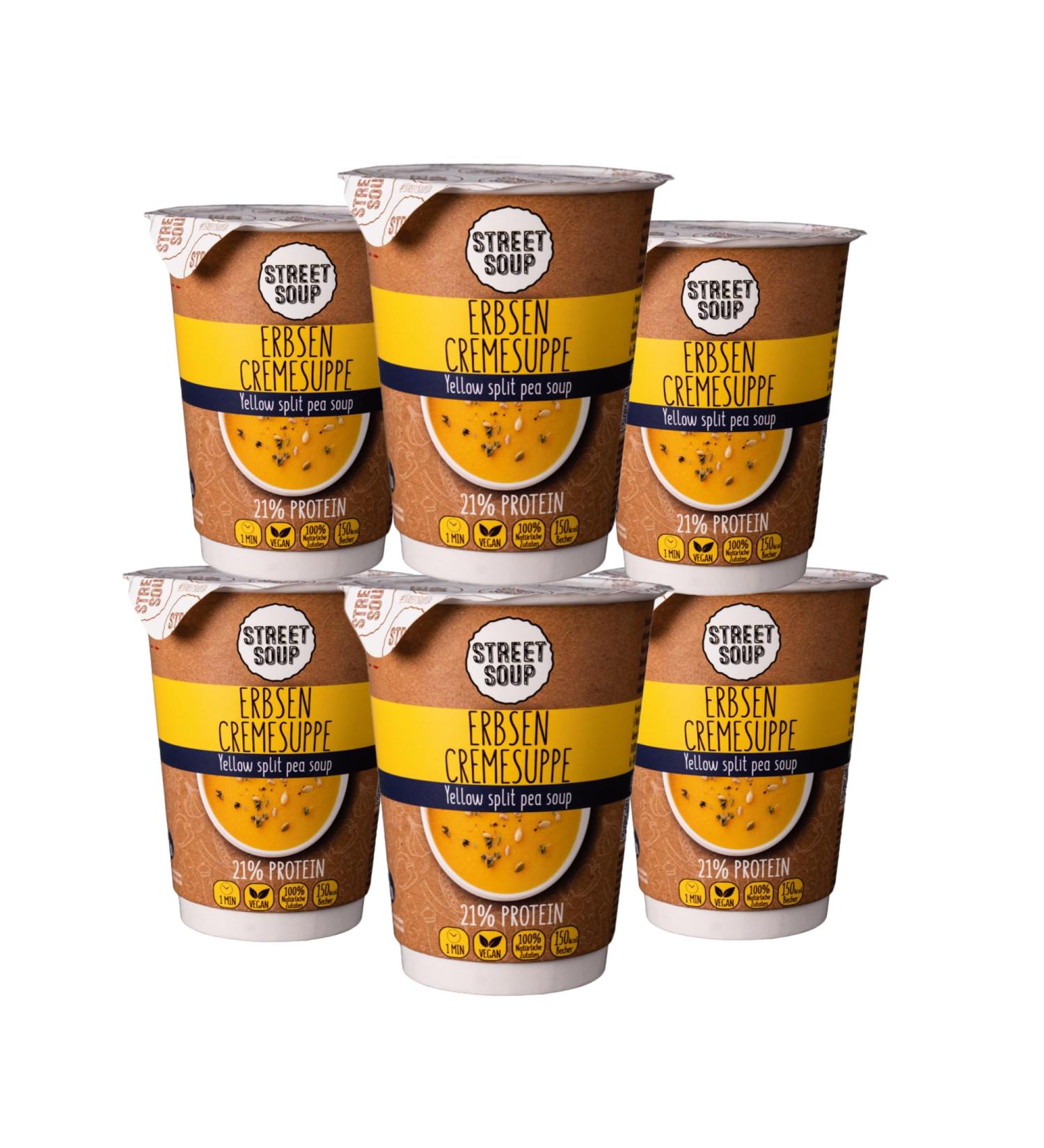 Street Soup Protein Instant Soup to Go - Low Carb Vegan Pea Soup (6 Pieces 300g Each) - Healthy Ready Meals for Weight Loss & Gluten-Free Diet - Buy Online on GoSupps.com