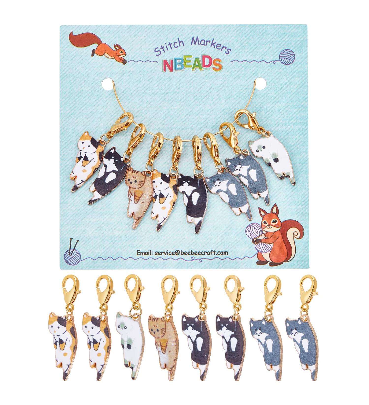NBEADS 8 Pcs Cat Stitch Markers - Enamel Crochet Charms for Knitting, Weaving, Sewing & Jewelry Making - Buy Online on GoSupps.com