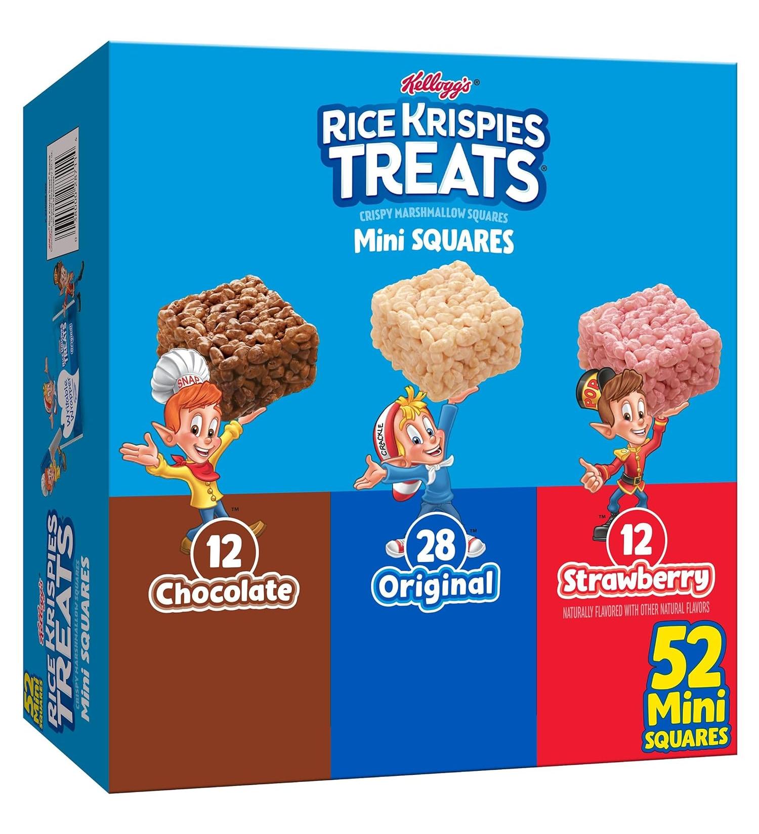 Rice Krispies Treats Mini Crispy Marshmallow Squares Kids Snacks - 20.1Oz - Pack Of 52 - Buy Online on GoSupps.com