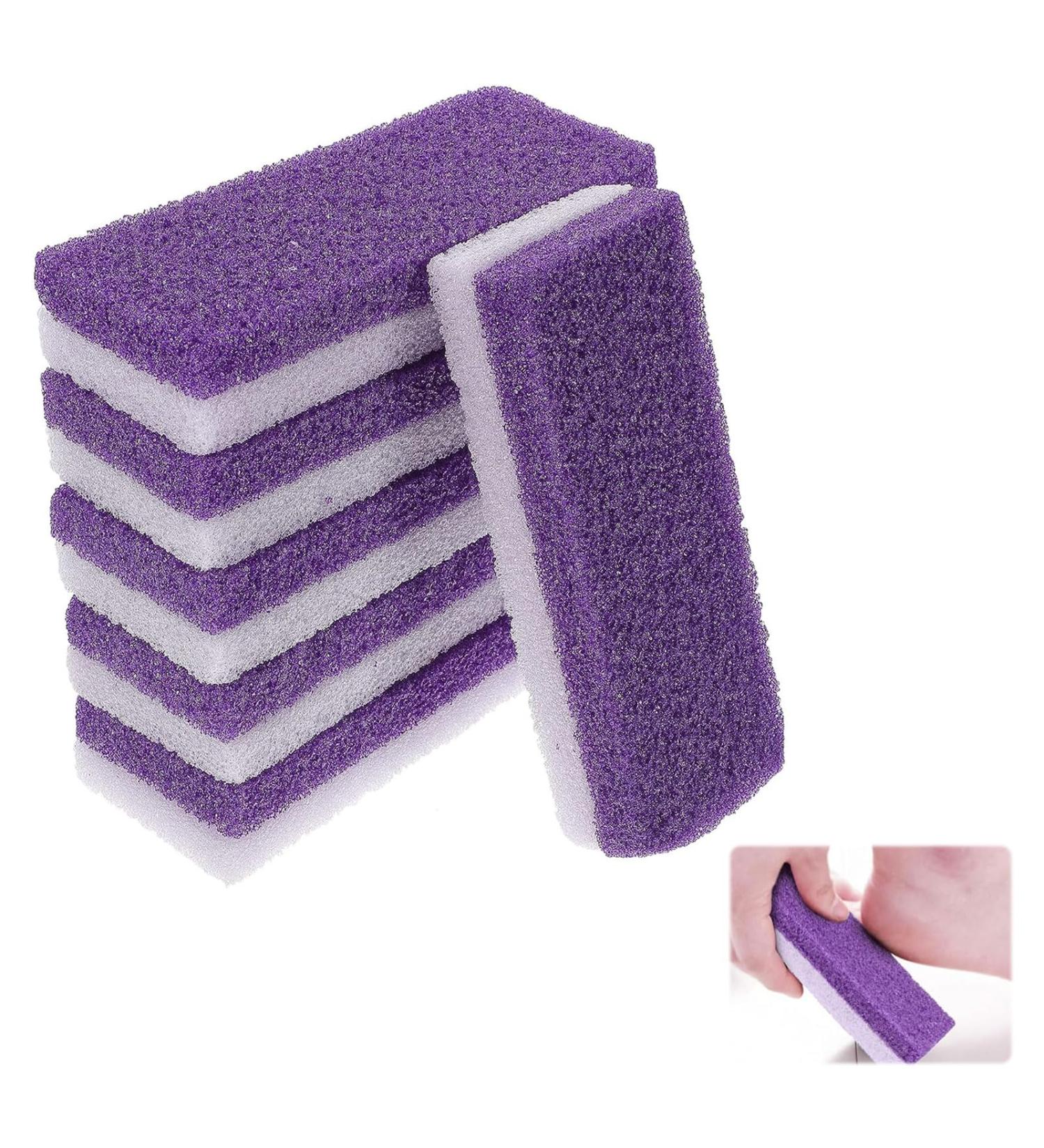 Pumice Stone for Feet - Double Sided Foot Scrub in Purple | Exfoliating Dead Skin, Smooth Heels | Ideal for Home & Beauty Salons - 6Pcs - Buy Online on GoSupps.com