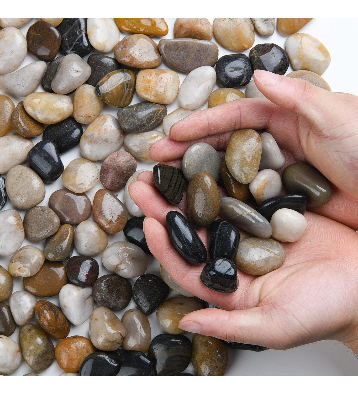 Hisredsun 2.1 lb Natural Polished Pebbles - 0.4-1 inch Decorative Stones for Garden, Aquarium and Vase Fillers - 0.95kg Multi-Use River Rocks - Buy Online on GoSupps.com