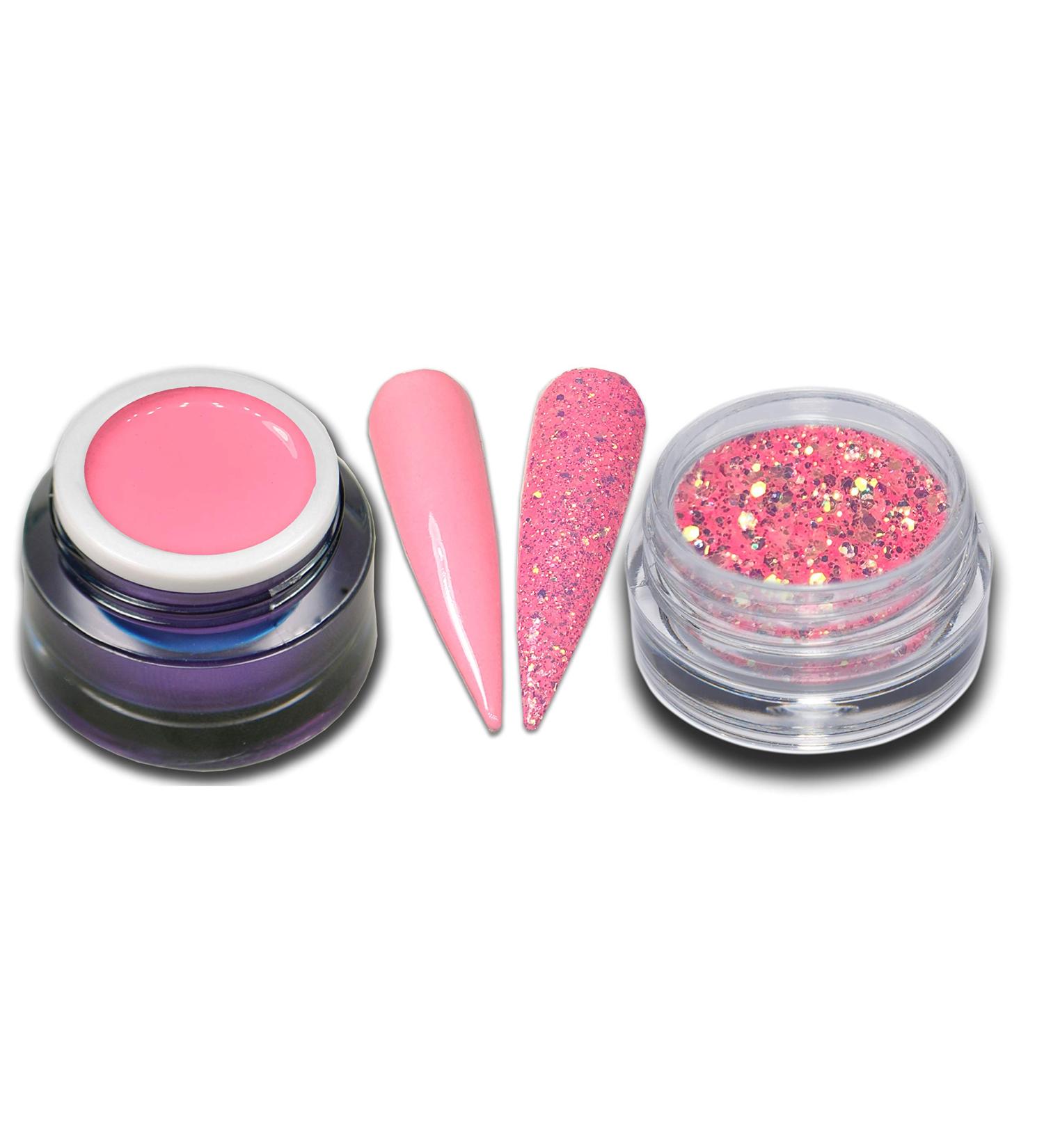 5ml Premium LED Color Gel Pom Pom Pink - Pastel Pink Glitter Nail Gel Set (Pack of 2) - Buy Online on GoSupps.com