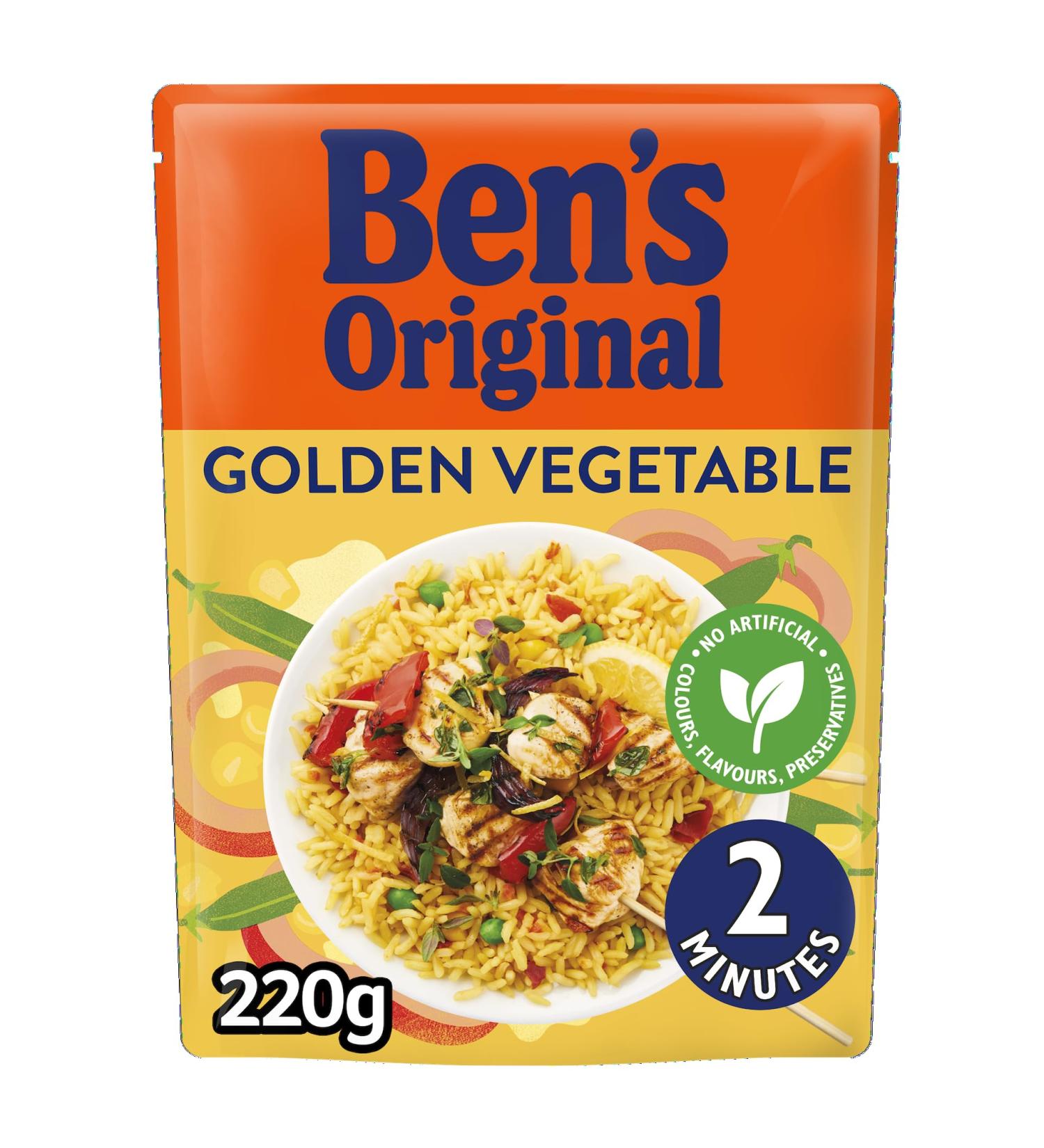 Ben's Original Golden Vegetable Microwave Rice 220g - Easy, Delicious and Convenient - Buy Online on GoSupps.com