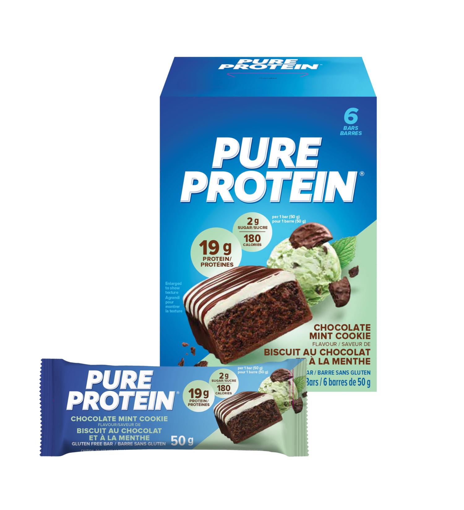Pure Protein Bars - Nutritious Gluten Free protein bar made with Whey protein blend - low sugar protein snack. Deliciously satisfying. Chocolate Mint Cookie (Pack of 6) - Buy Online on GoSupps.com