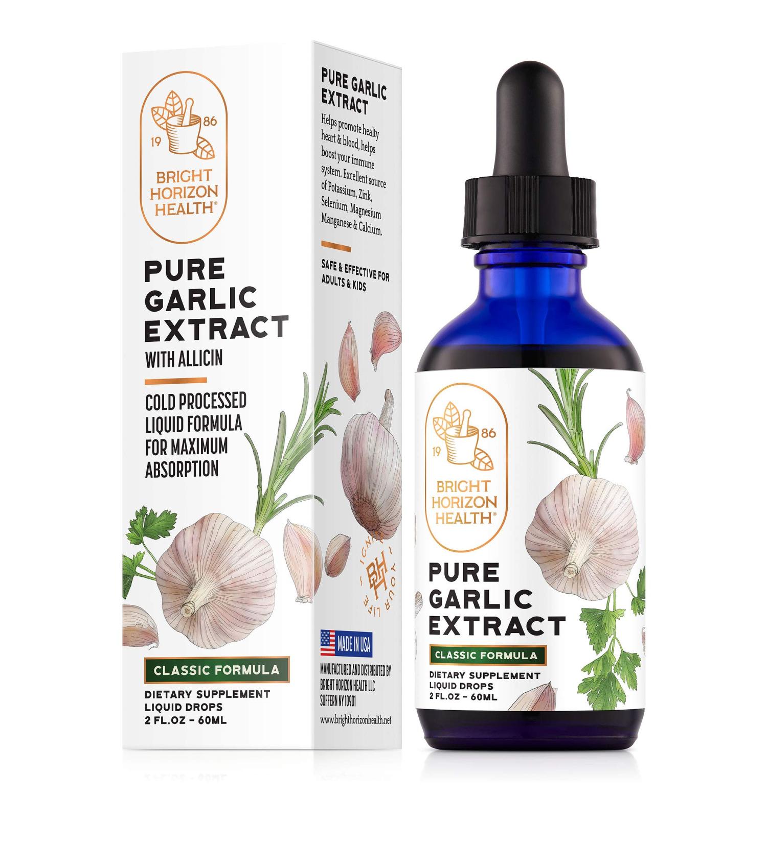 Pure Garlic Extract with Allicin - Immune Support Supplement - Vegan Friendly - 2 fl oz Bottle - Buy Online on GoSupps.com