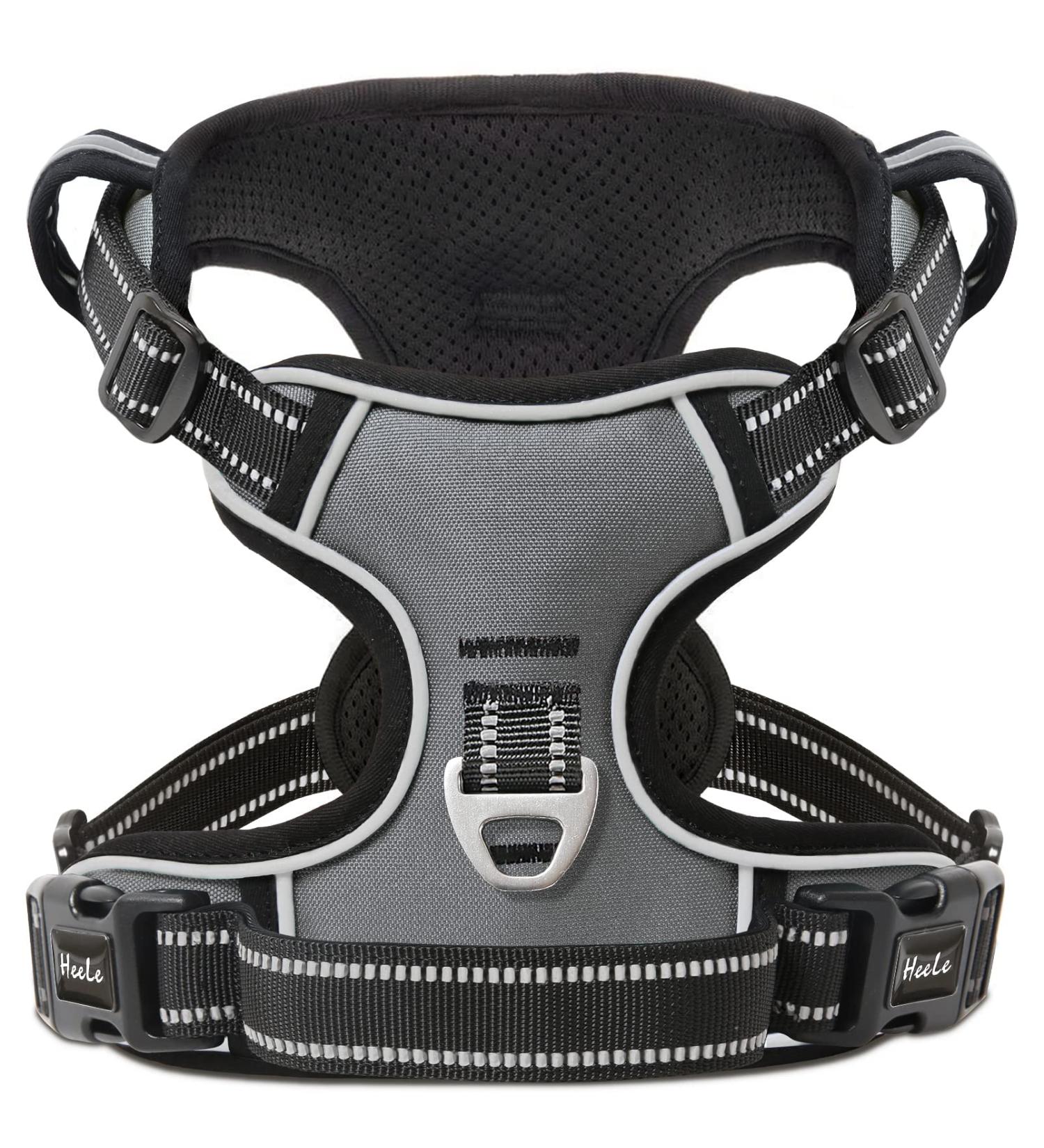 Heele Dog Crockery & No-Pull Harness for Medium Dogs | Softly Breathable Reflective Design - Anti-Pull with Padded Handle Grey XS - Buy Online on GoSupps.com