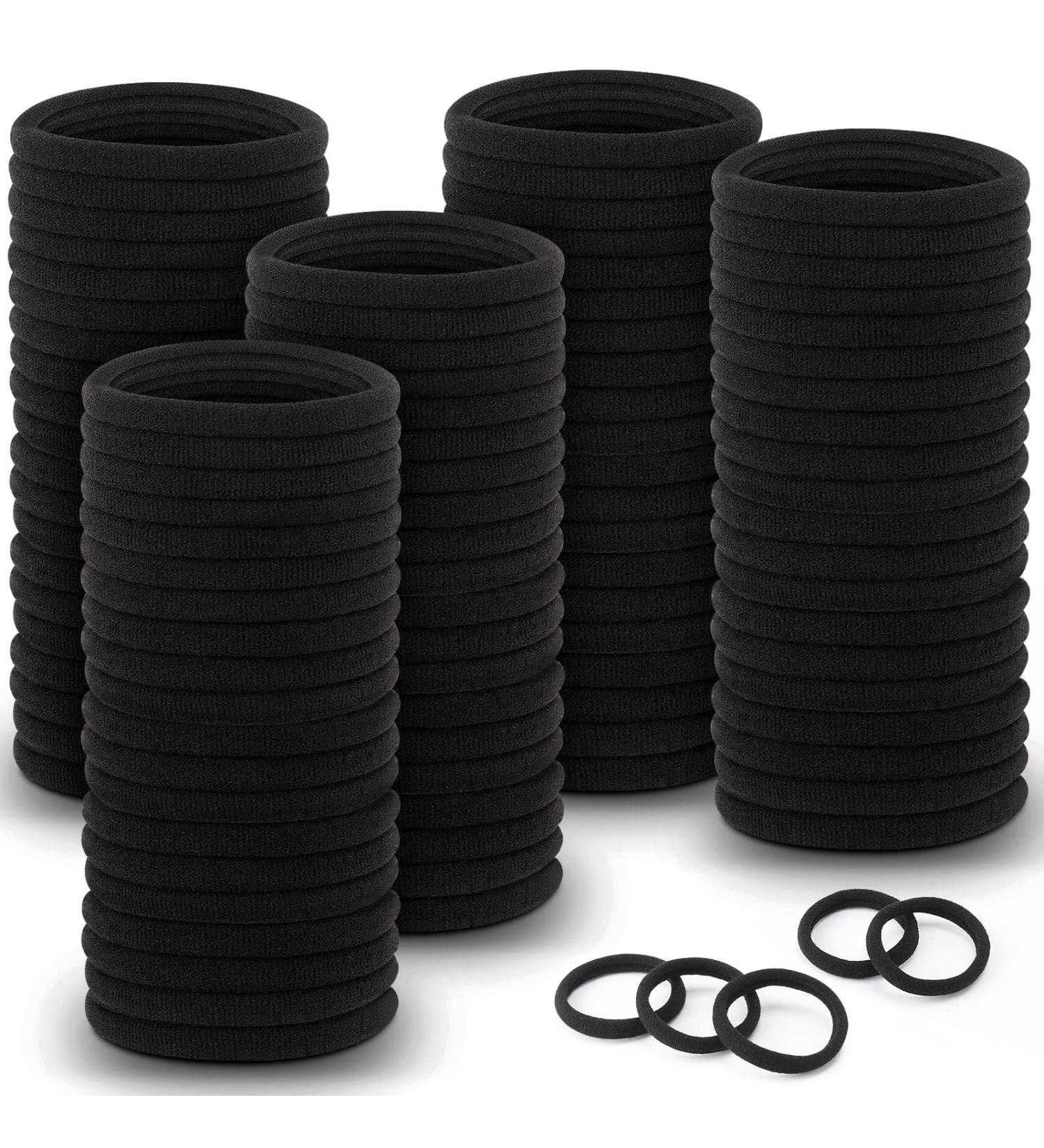 100 Pcs Black Seamless Hair Ties for Thick & Curly Hair - 1.77 Diameter Elastic Bands for Women - Buy Online on GoSupps.com