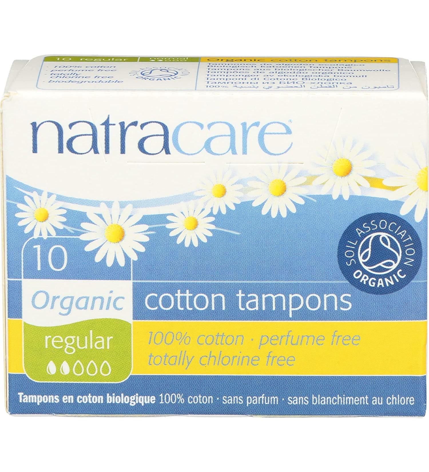 Natracare Regular Tampons 10CT | Eco-Friendly Organic Cotton | 12 Pack (120 Total) - International Shipping Available - Buy Online on GoSupps.com