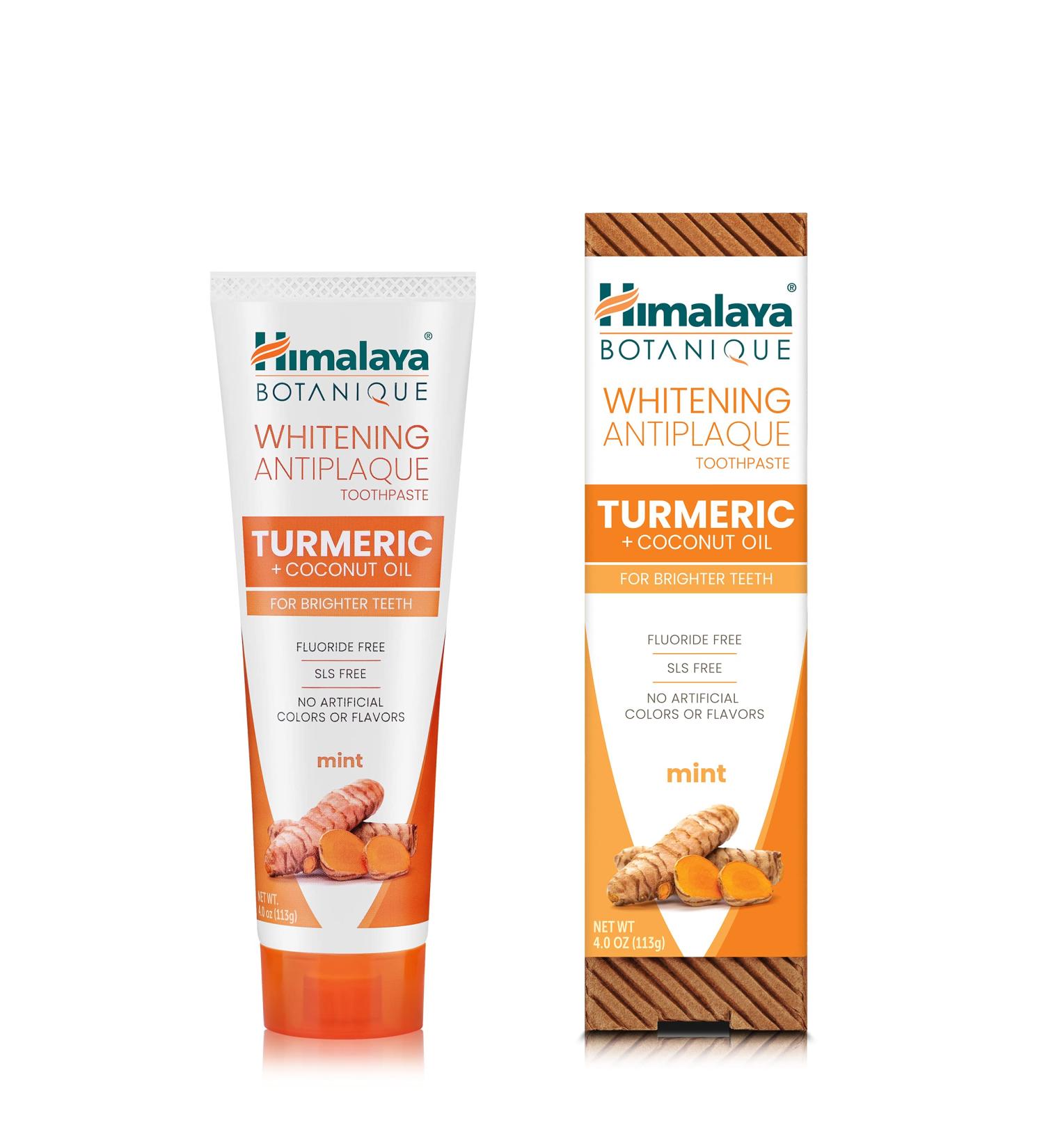 Himalaya Whitening Antiplaque Toothpaste with Turmeric & Coconut Oil - Mint Flavor, 4 oz - Buy Online on GoSupps.com