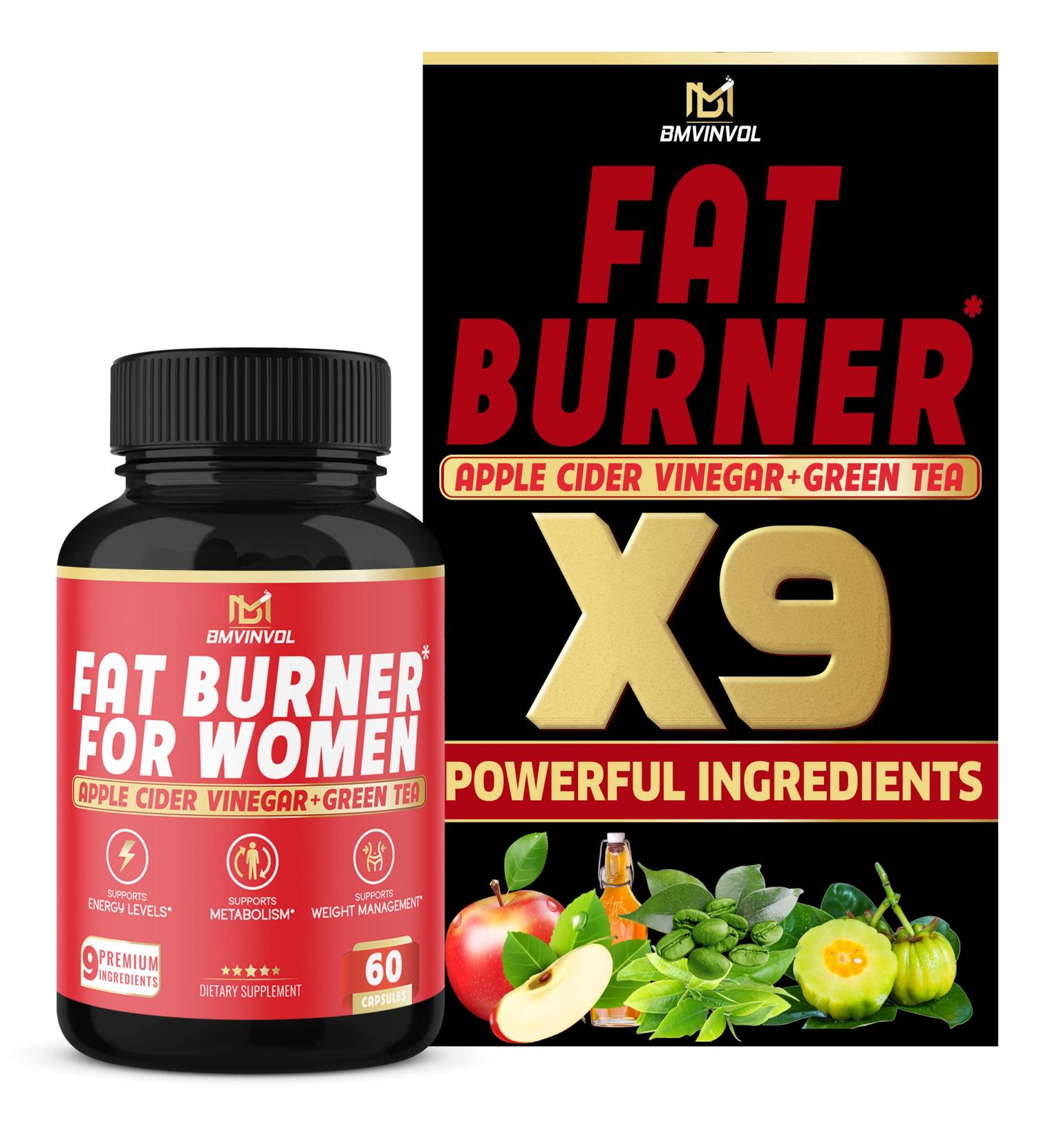 Women's Fat Burner: 9-in-1 Blend with Apple Cider Vinegar, Green Tea, Garcinia Cambogia, Green Coffee Bean & More - Buy Online on GoSupps.com