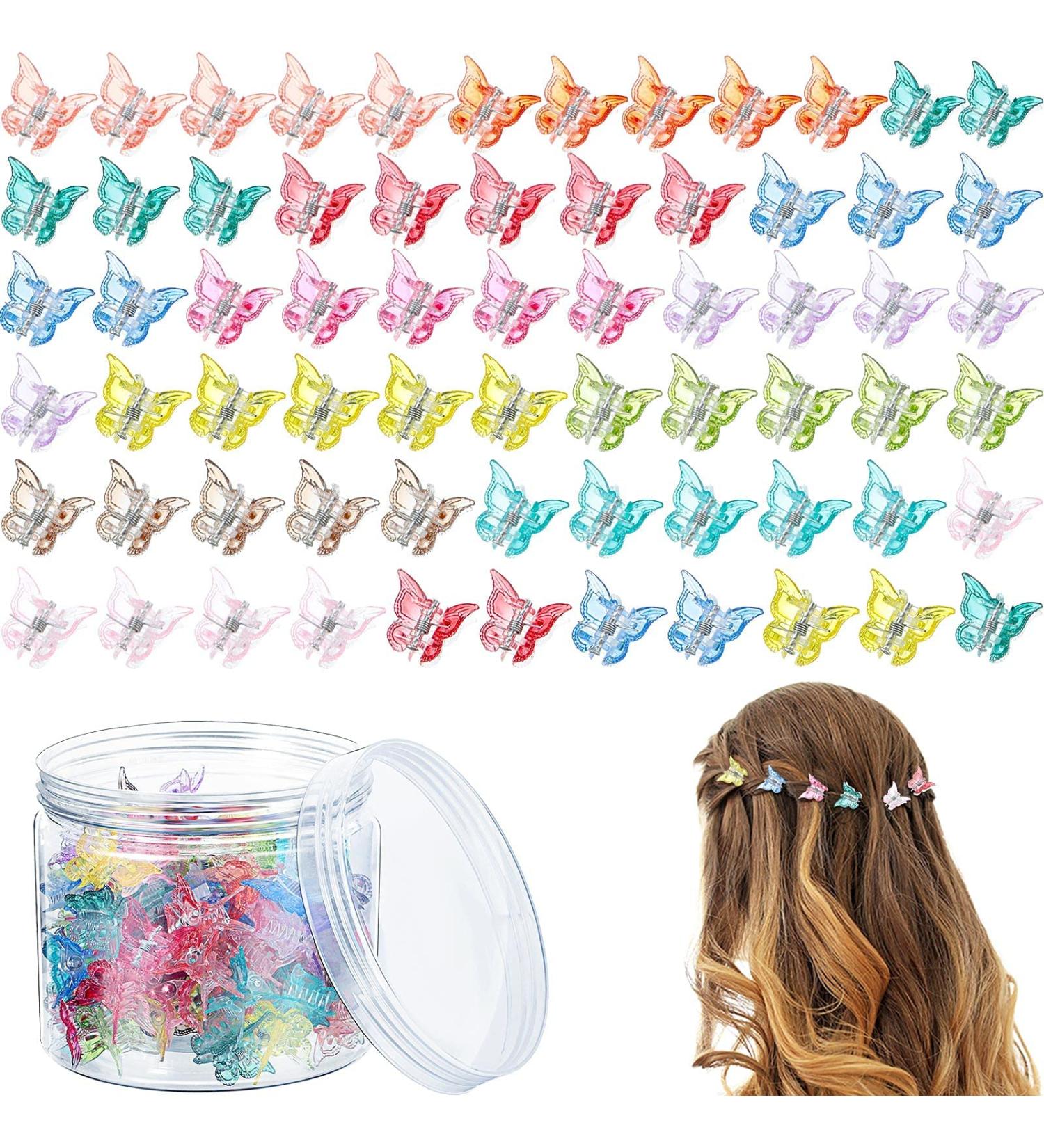 100-Piece Butterfly Hair Clips Set with Box - Mini Hair Accessories for Women in Classic Colors - Cute Girls Butterfly Clips for 90s Style (Clear) - Buy Online on GoSupps.com