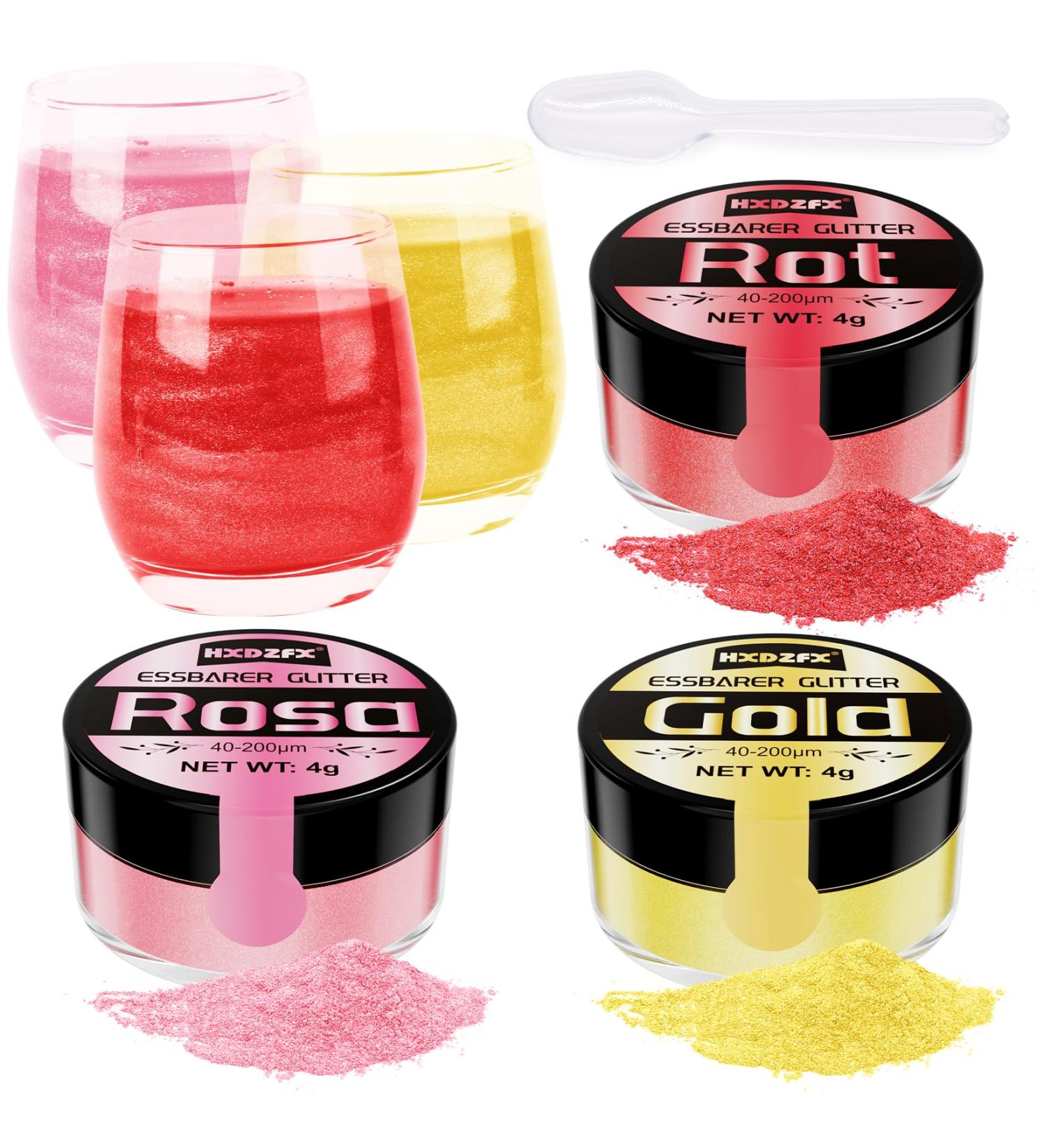 Edible Glitter Set - 3 Colors of Tasteless Glitter Powder for Drinks Desserts & Cocktails | 4G Food Coloring Powder - Buy Online on GoSupps.com