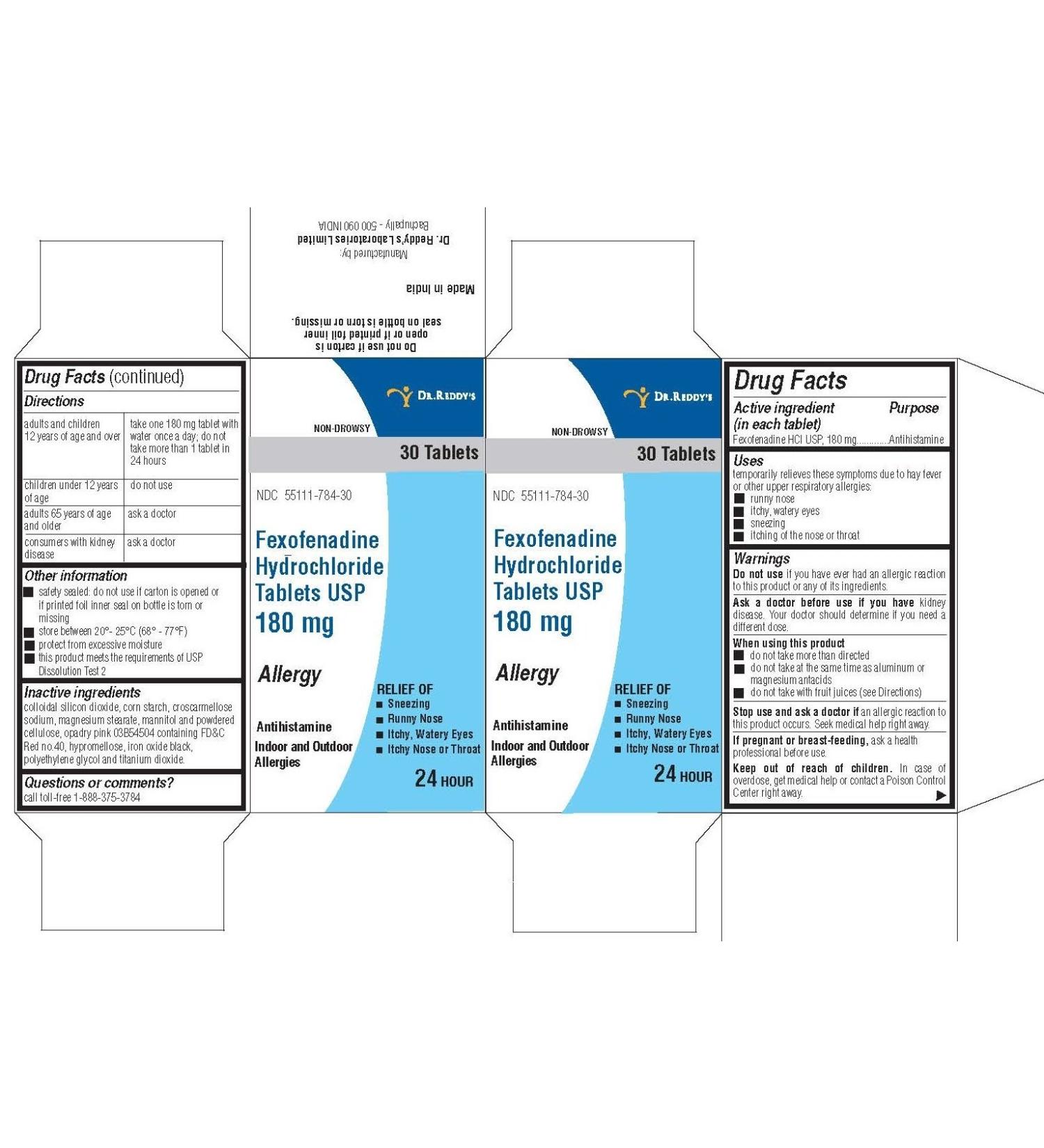 Fexofenadine HCL 180MG 30 Caplets per Bottle