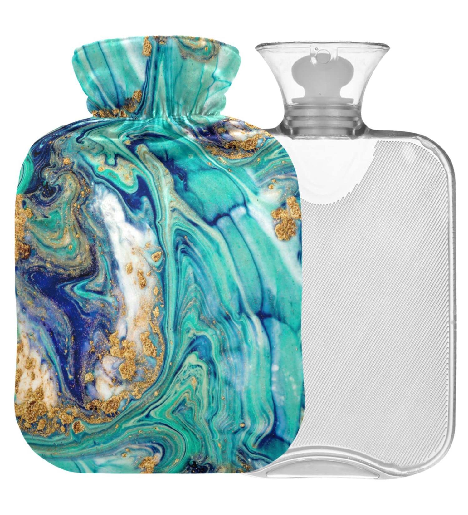 NAANLE Hot Water Bottle with Stone Marble Cover | 1L Heat Bottle for Back Pain Relief & Cold Therapy | Perfect Hand & Foot Warmer - Buy Online on GoSupps.com